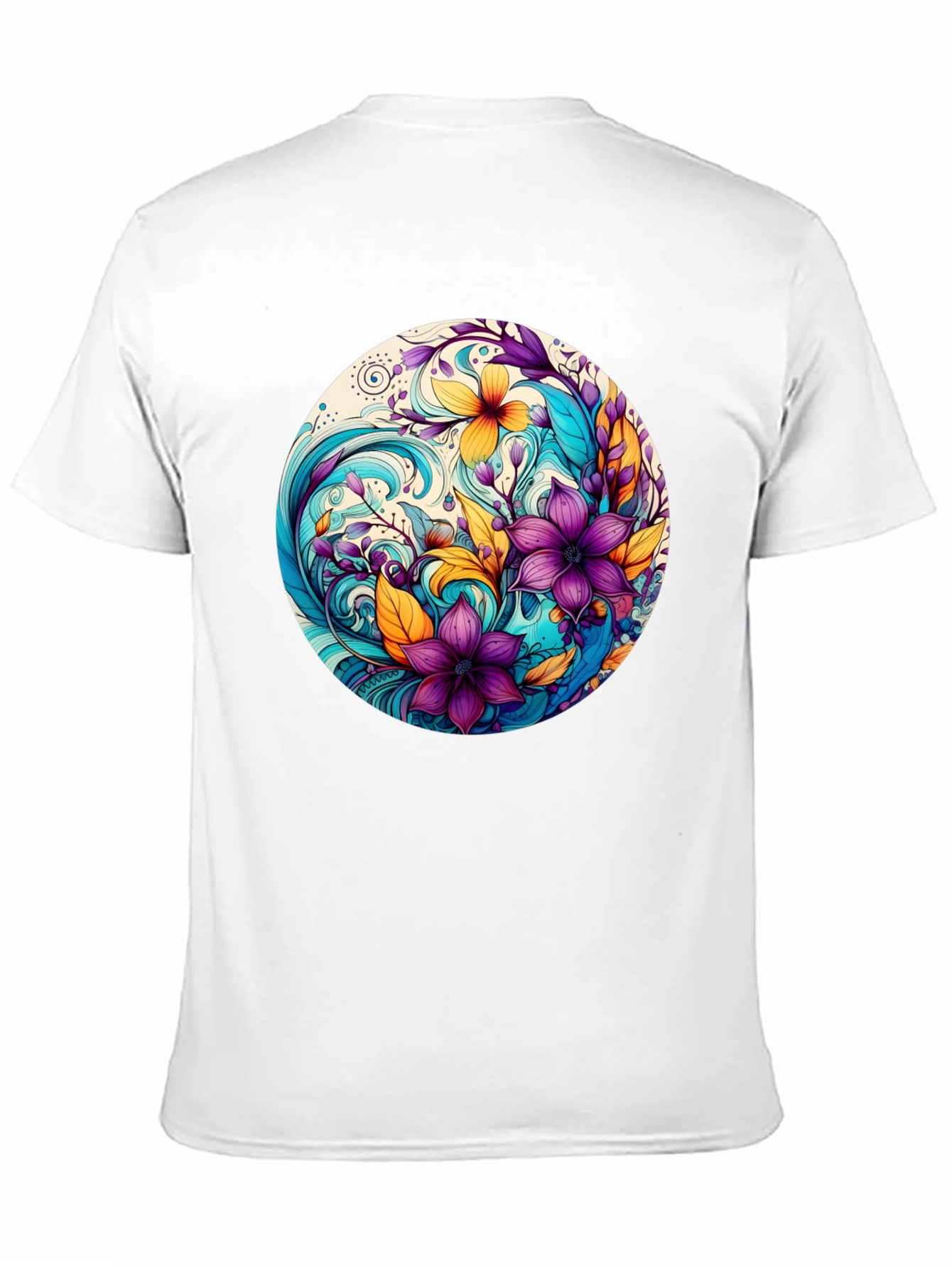 Black Floral Swirl Graphic Black T-Shirt view 11