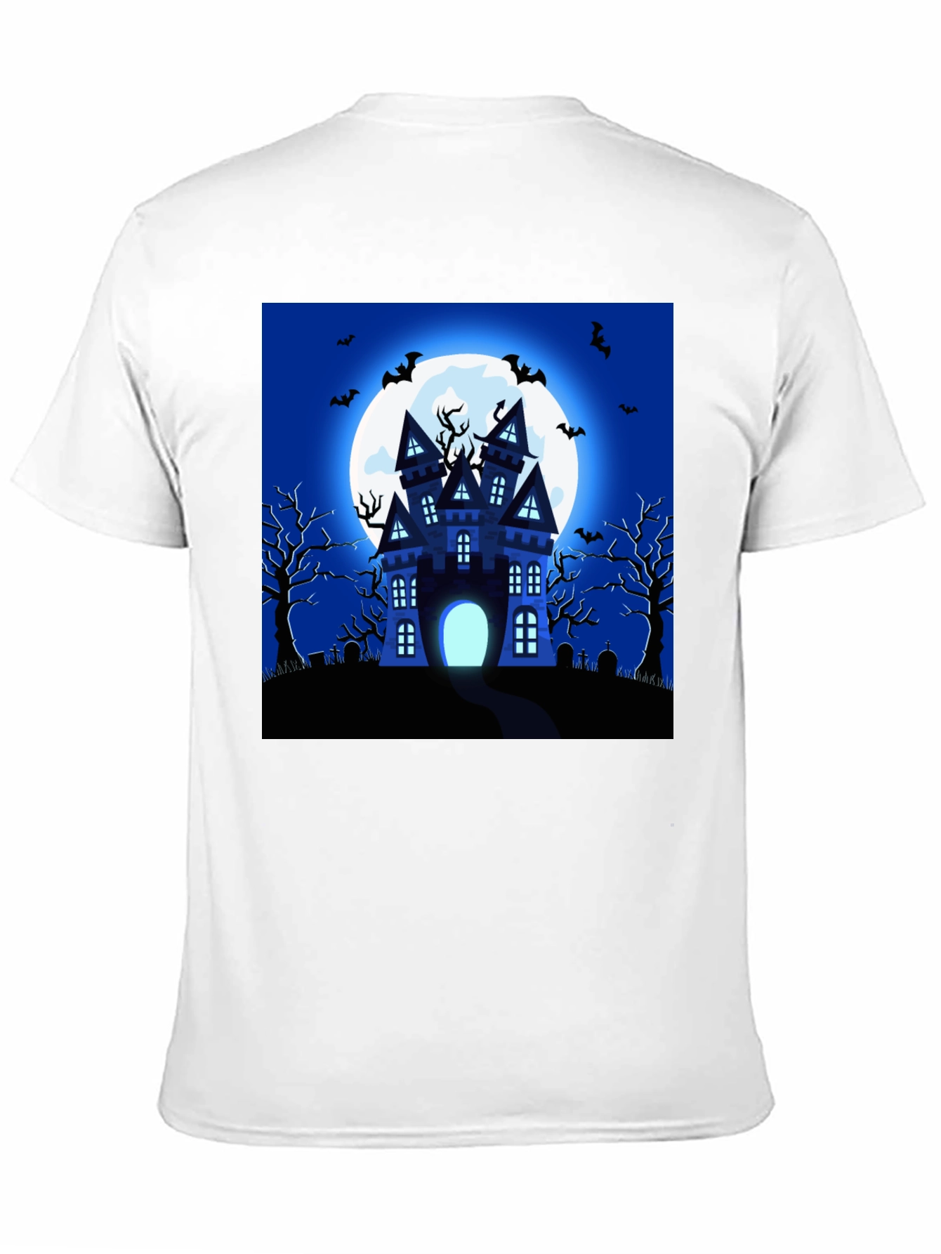 Black Halloween Haunted House Graphic T-Shirt view 11