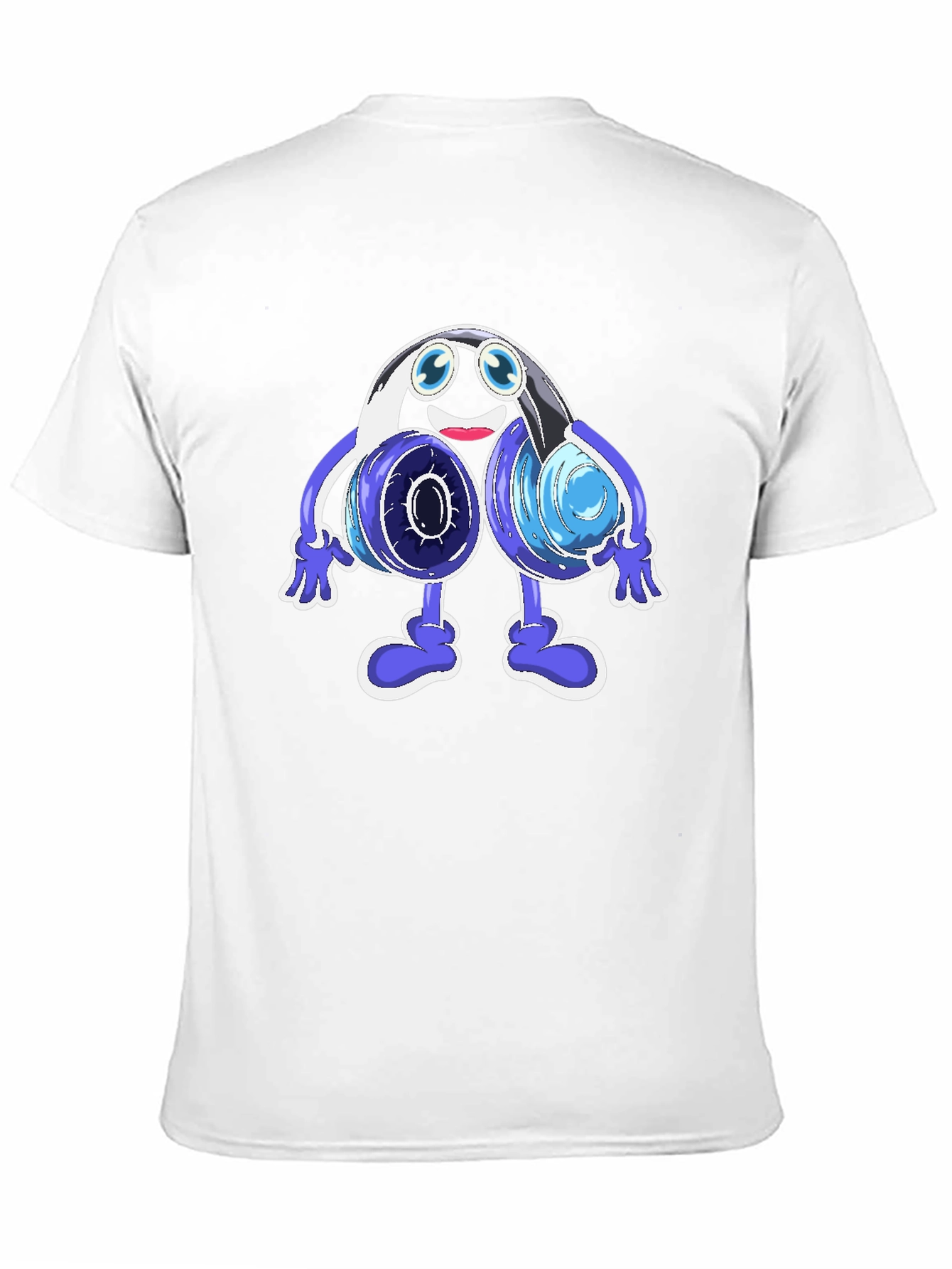 Black Cartoon Headphone Graphic Black T-Shirt view 11