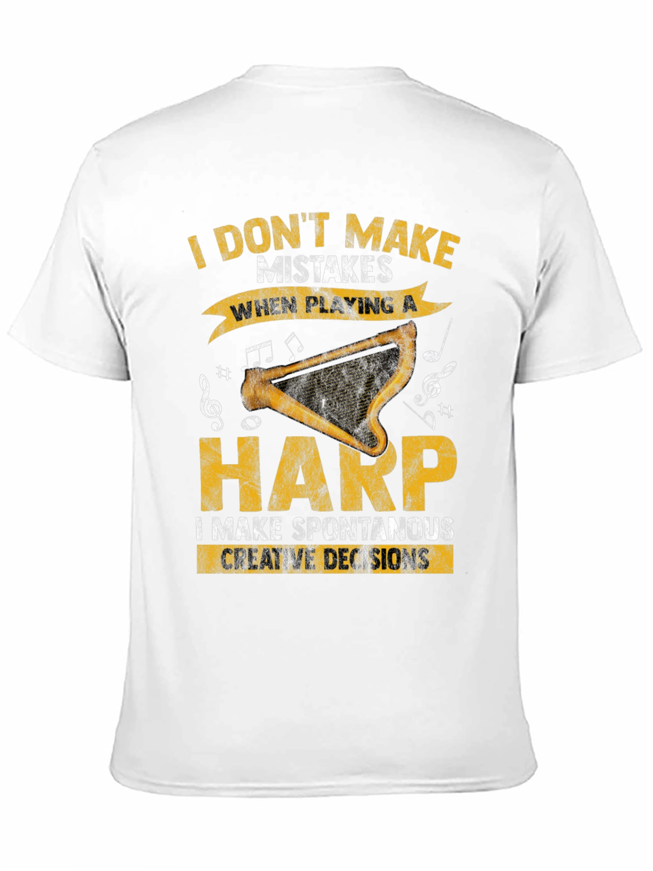 Black Harp Player T-Shirt - Spontaneous Creative Decisions view 11