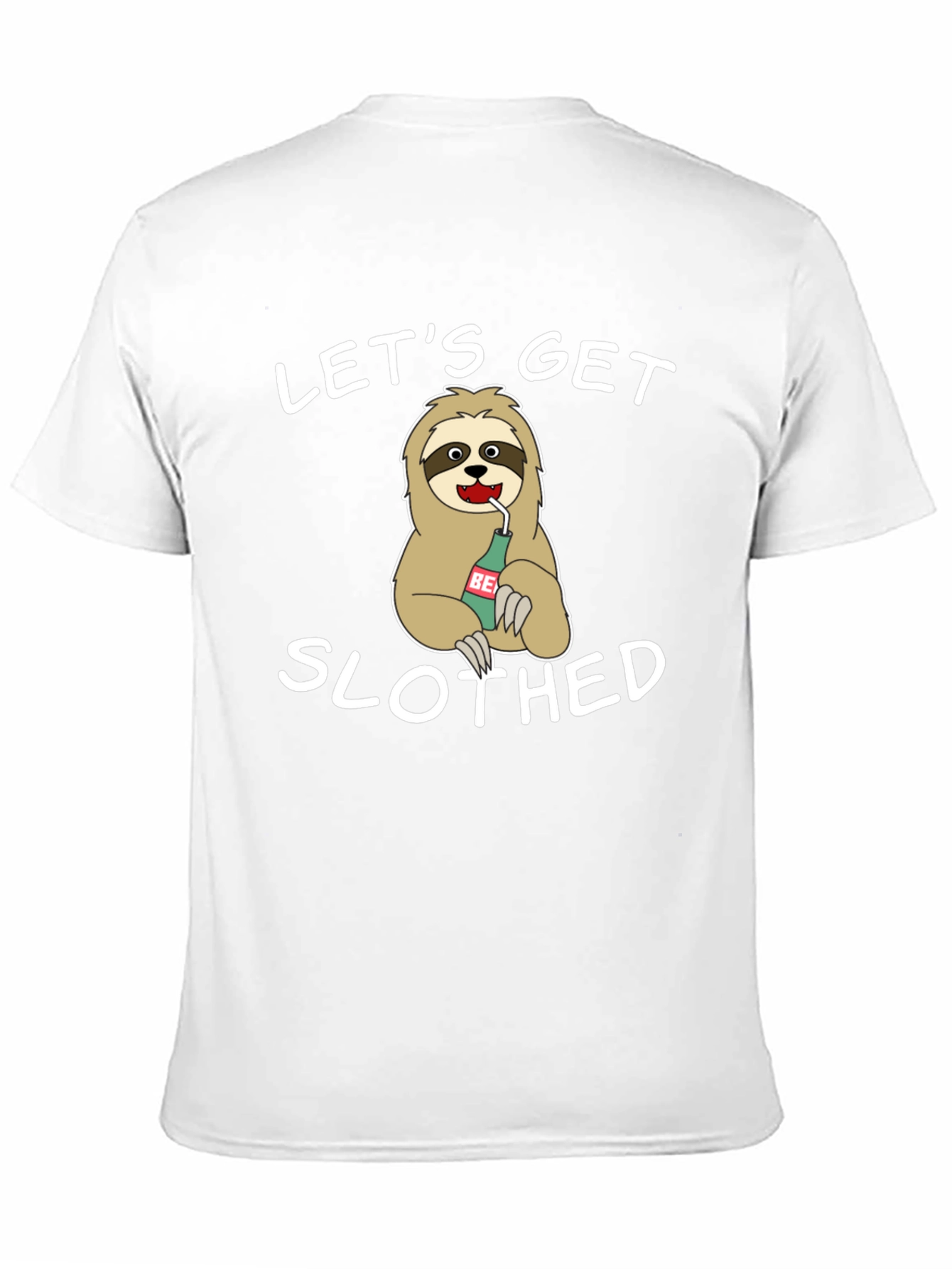 Black Let's Get Slothed Graphic Tee - Novelty Sloth Beer T-Shirt view 11