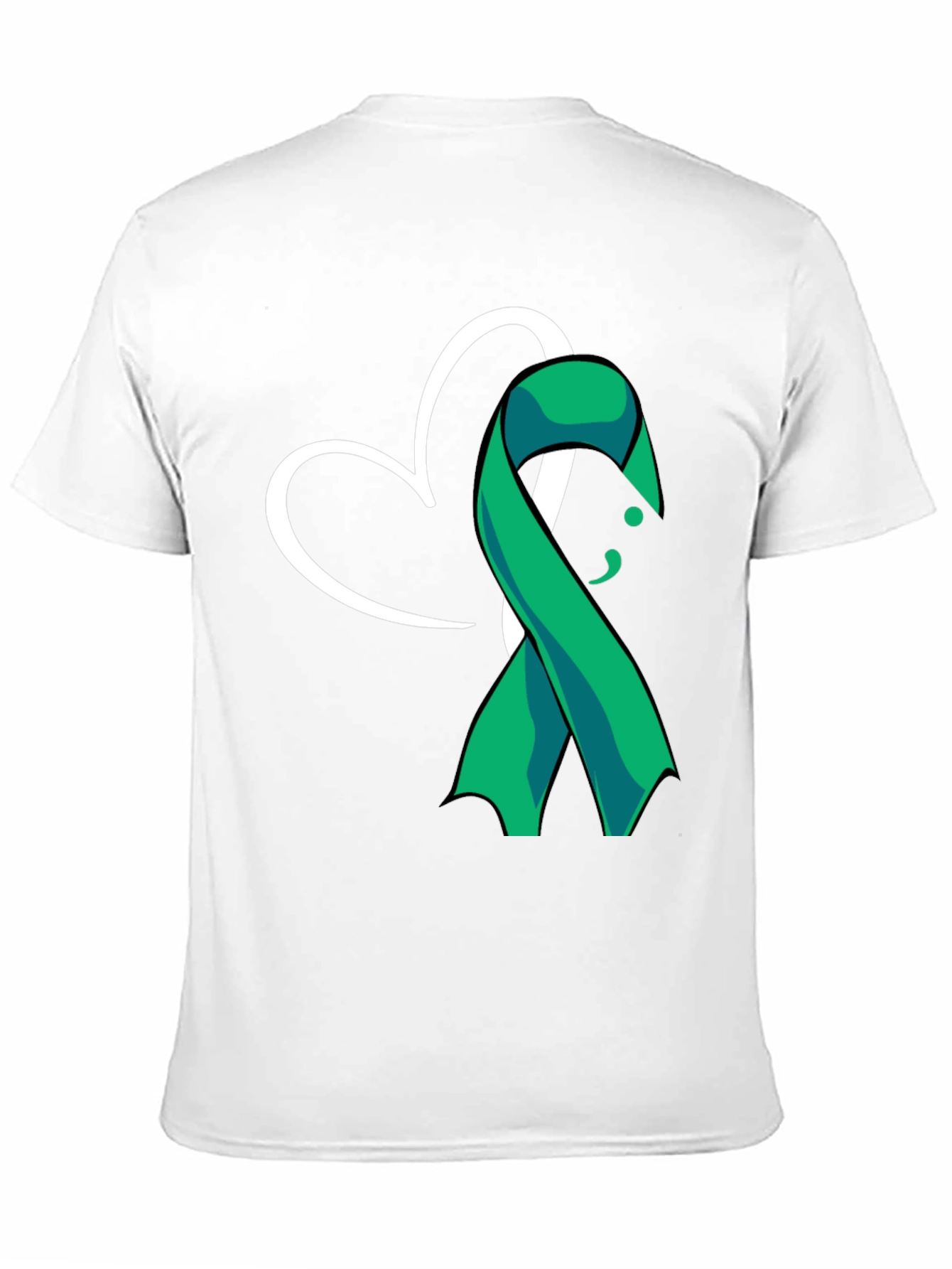 Black Semicolon Heart Ribbon Mental Health T-Shirt view 11