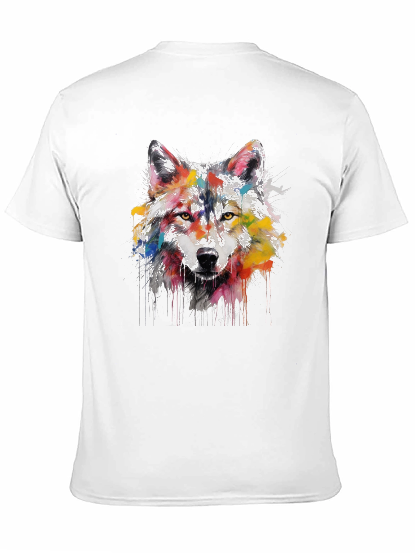 Black Wolf Art Print Men's Black Graphic Tee view 11