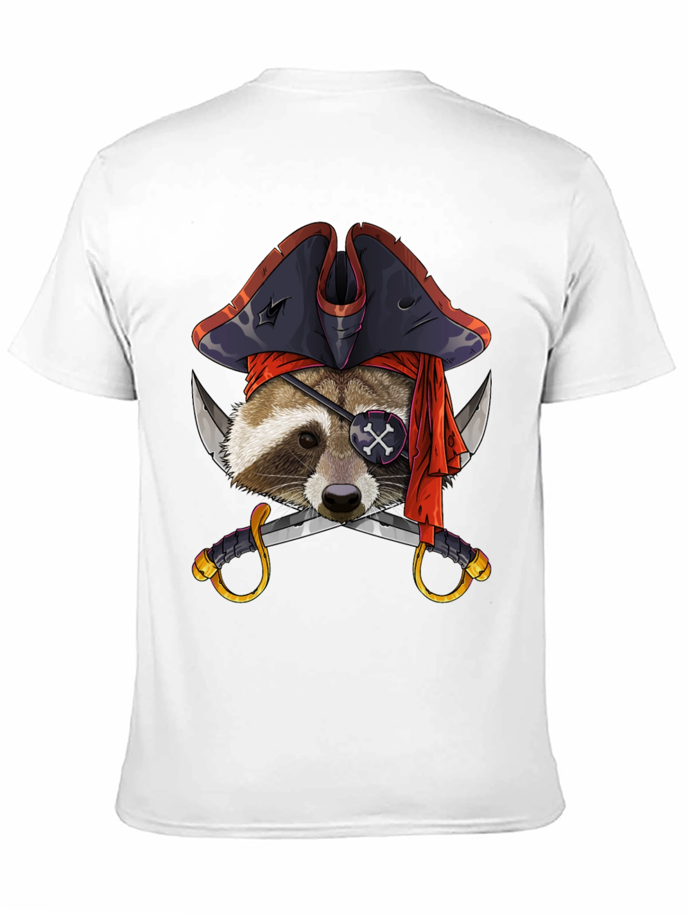 Black Pirate Raccoon Graphic Tee - Mens Black T-Shirt view 11