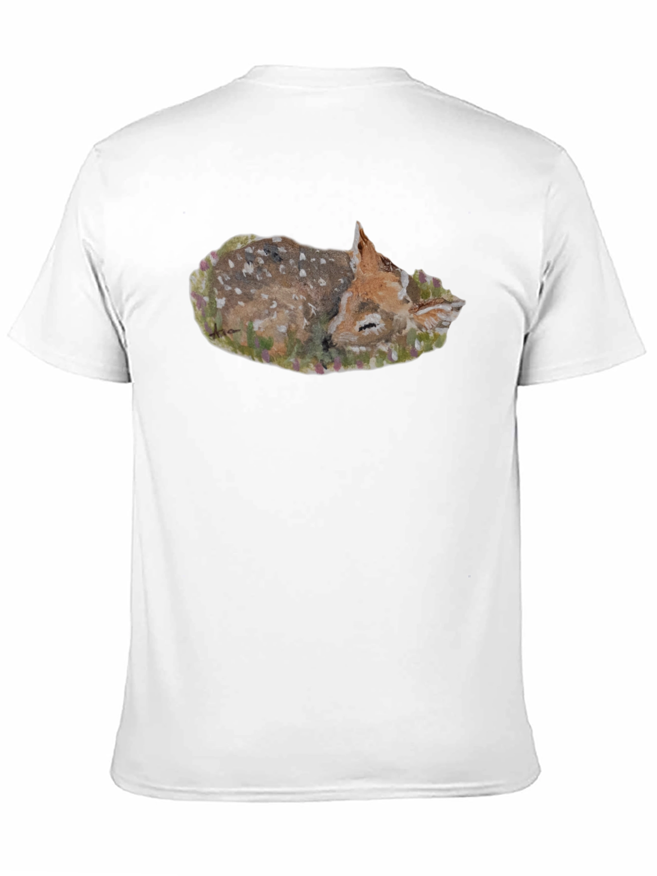 Black Sleeping Fawn Graphic Tee - Unisex Black T-Shirt view 11