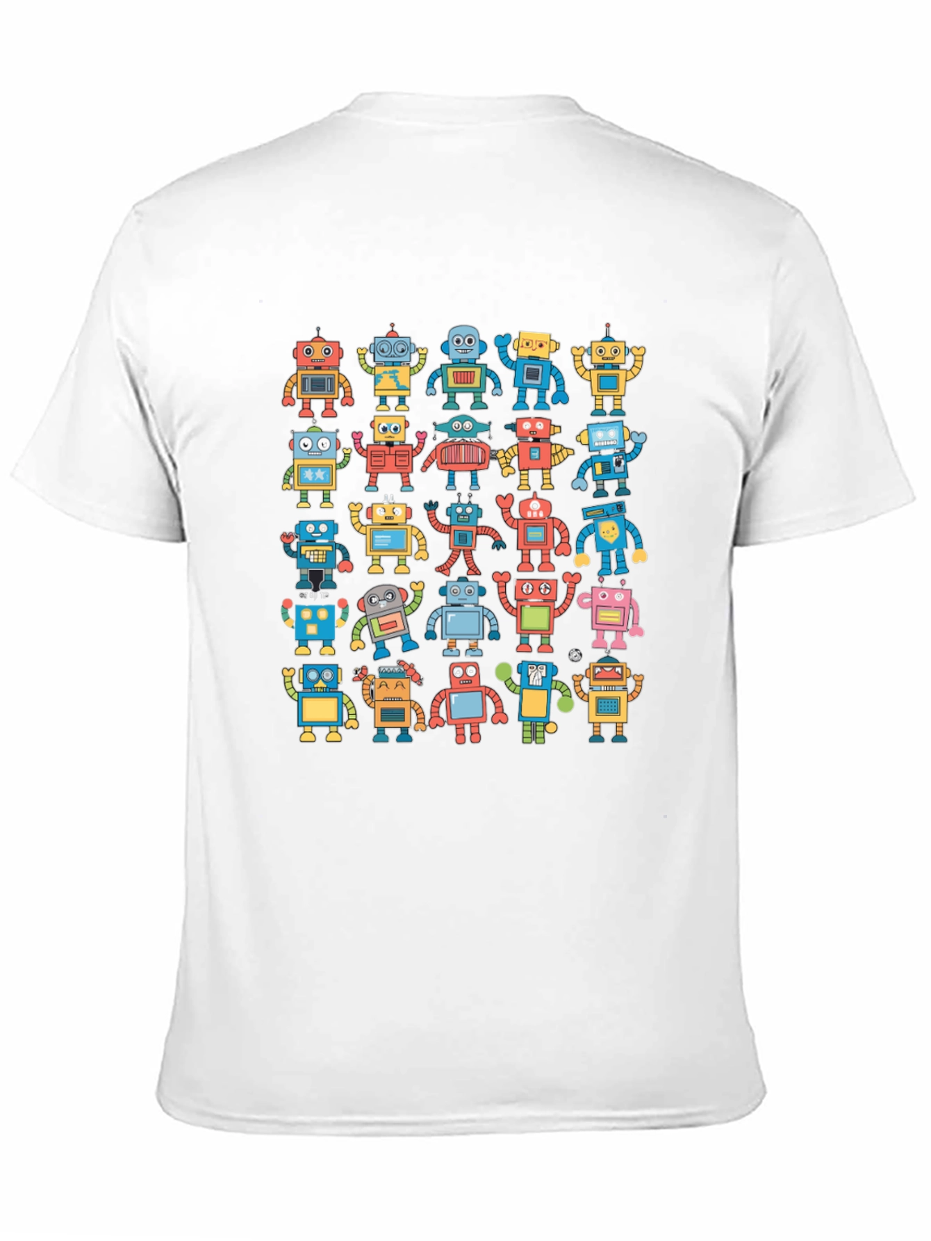 Black Retro Robot Print Black T-Shirt view 11