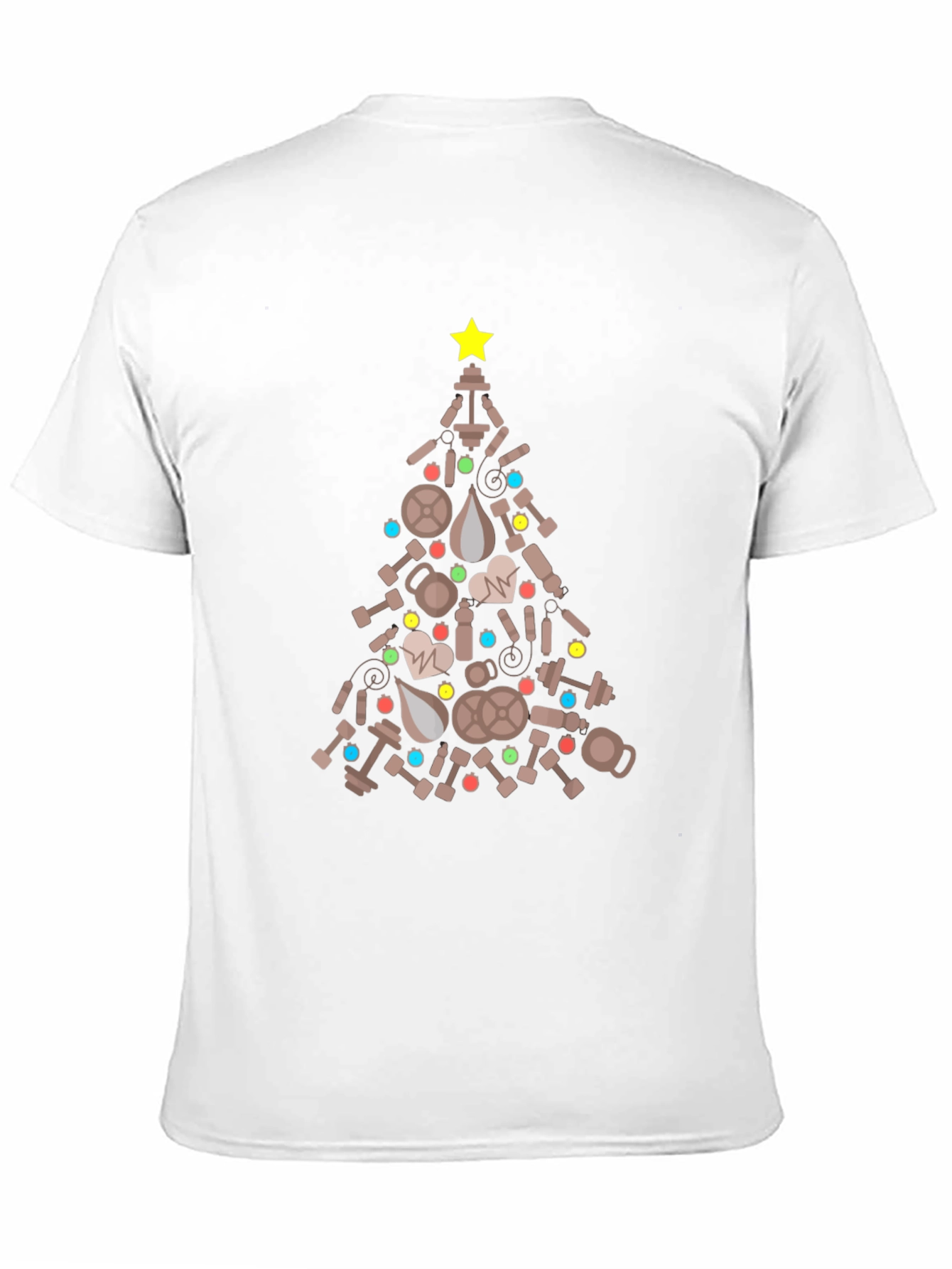 Black Fitness Christmas Tree Graphic Tee - Holiday Workout Shirt view 11