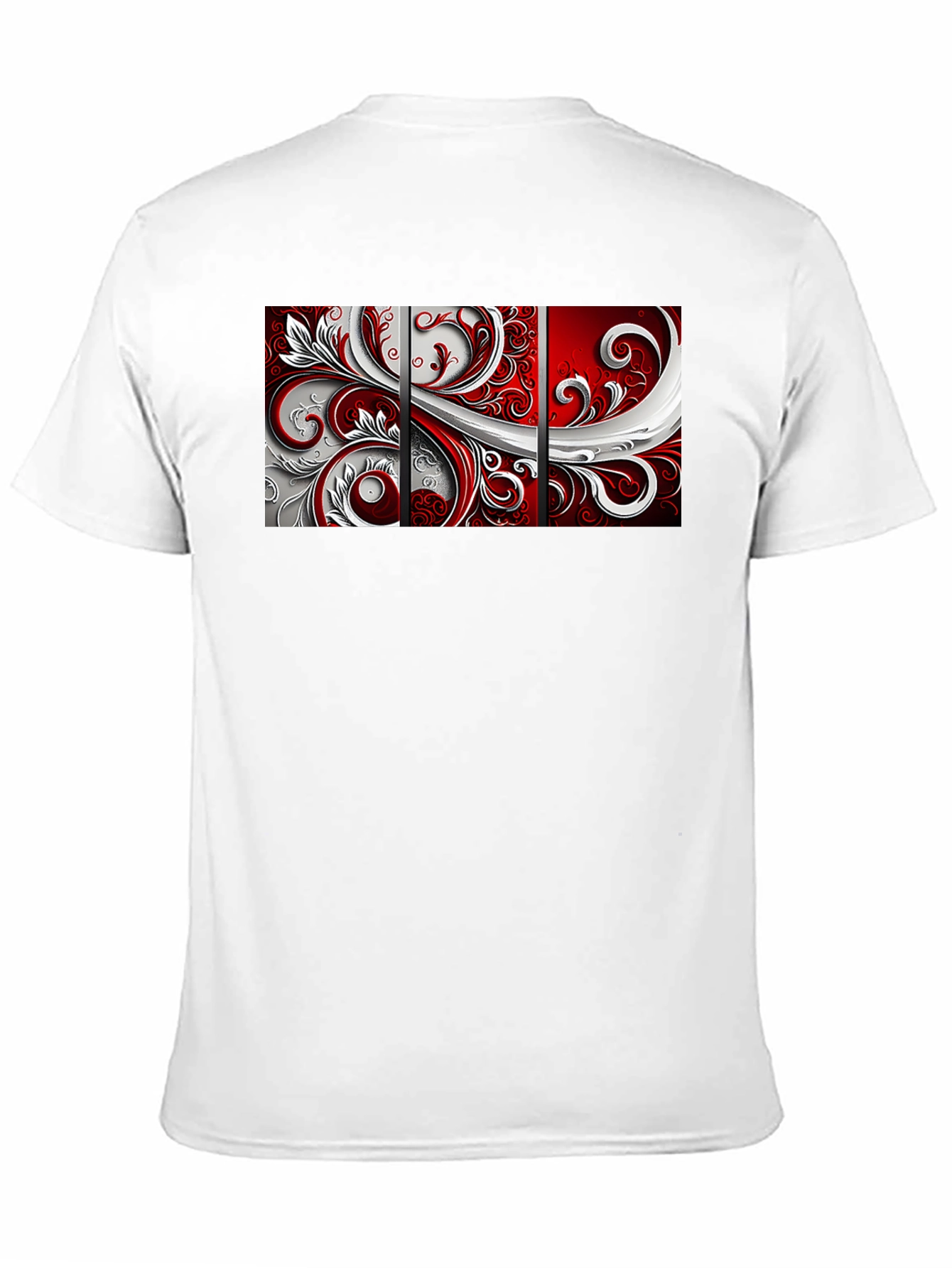 Black Abstract Floral Panel Men's Black T-Shirt view 11