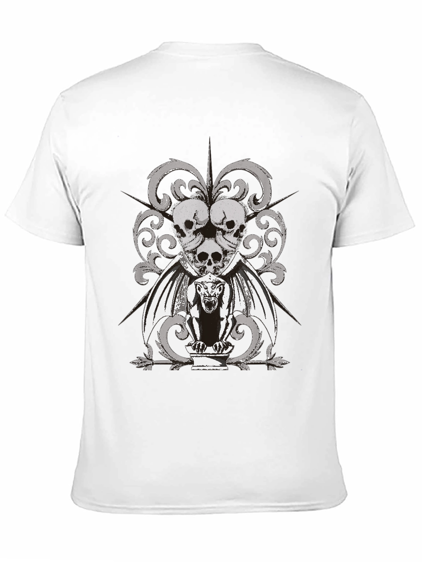 Black Skull & Gargoyle Graphic Black T-Shirt view 11