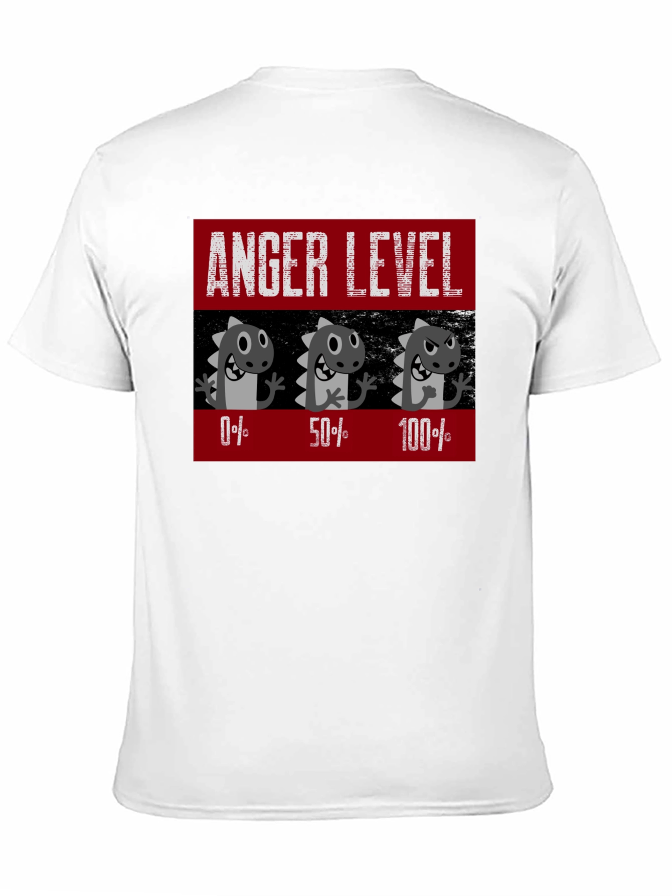 Black Anger Level T-Shirt, Funny Dinosaur Mood Tee view 11