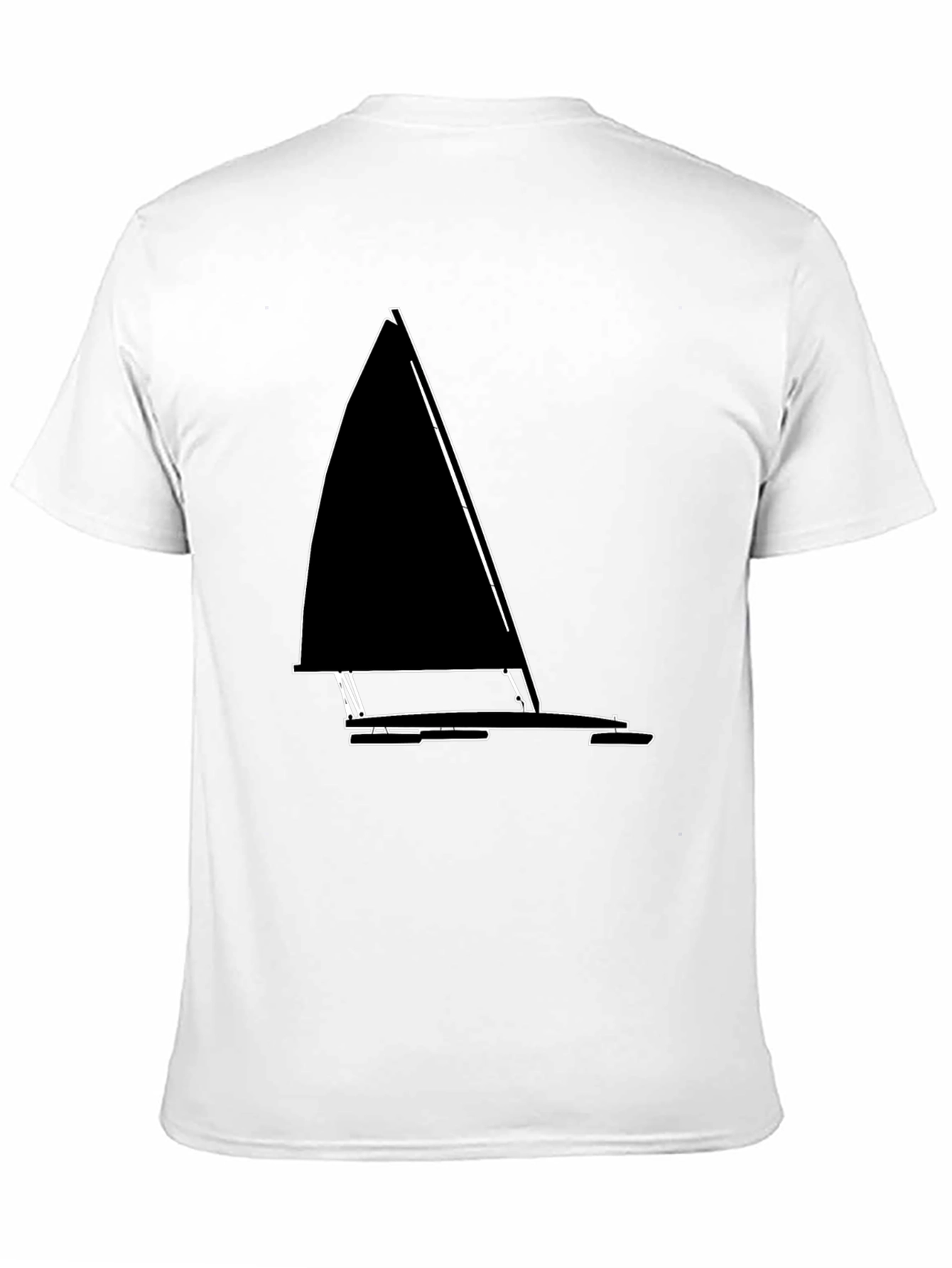 Black Sailboat Outline T-Shirt - Nautical Style view 11