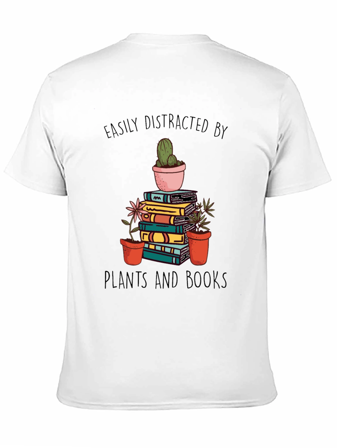 Black Easily Distracted by Plants and Books T-Shirt view 11