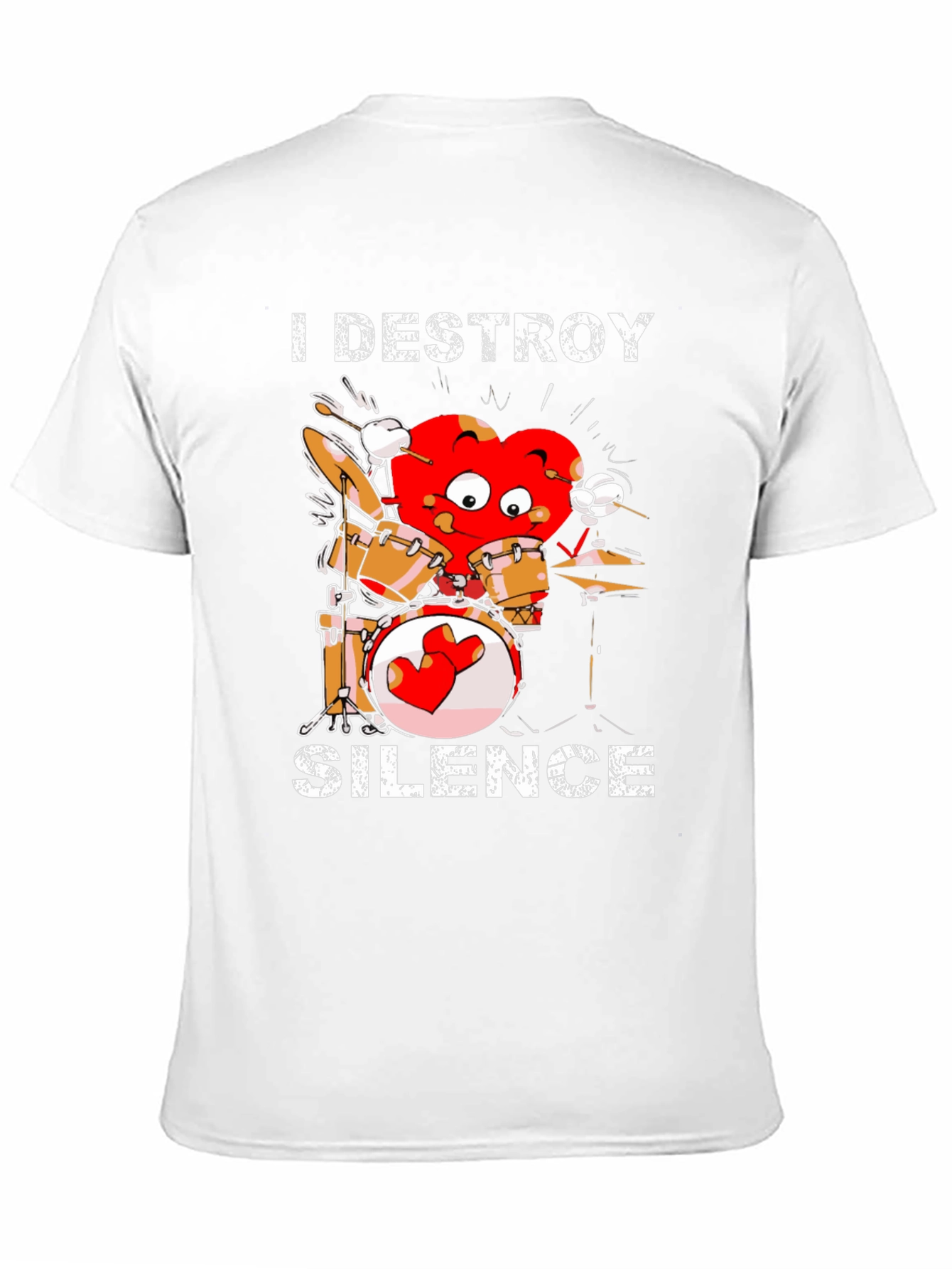 Black I Destroy Silence Drummer Heart T-Shirt view 11