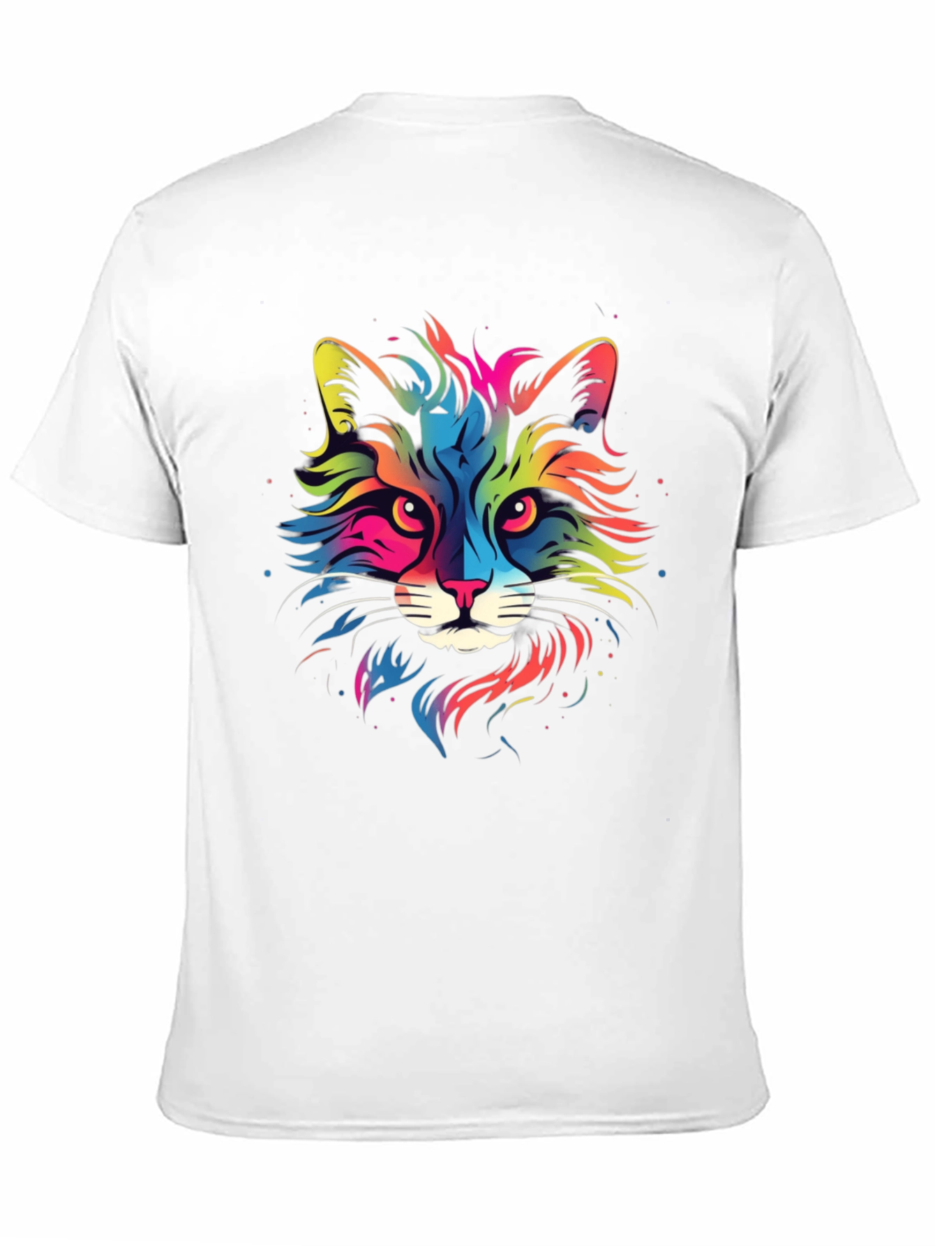 Black Colorful Cat Graphic Black T-Shirt view 11