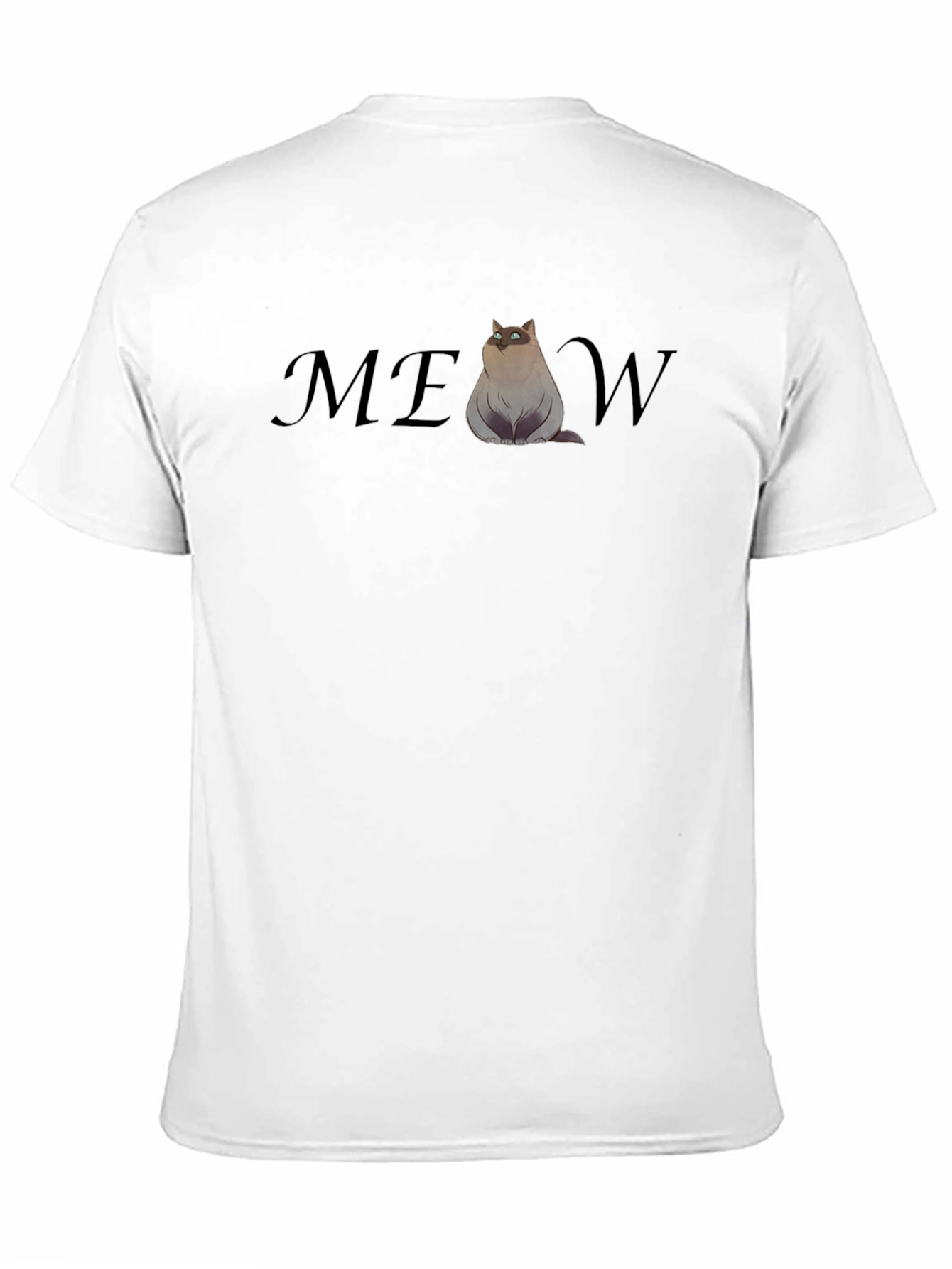 Black Funny Cat MEOW T-Shirt - Cool Graphic Tee view 11