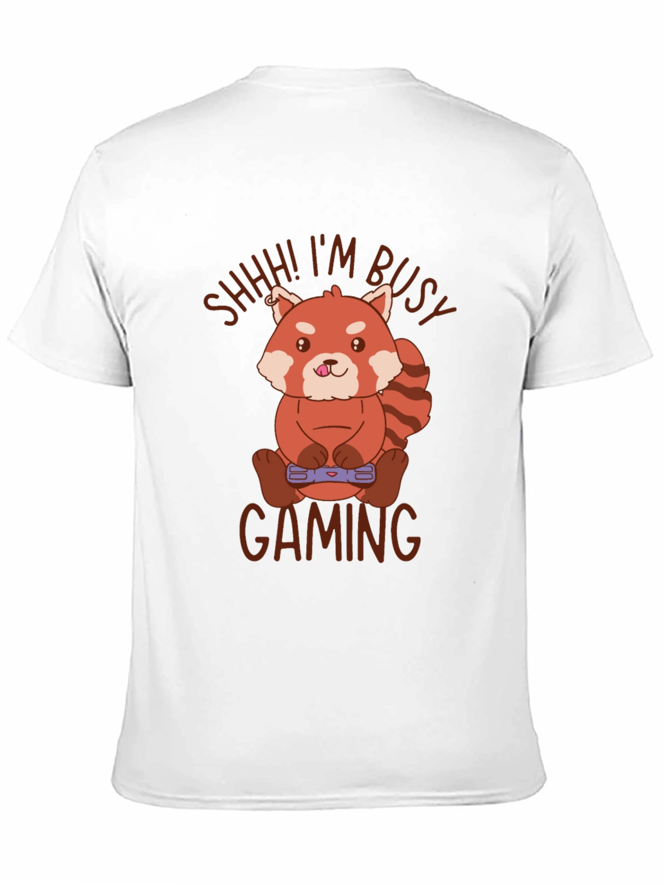 Black Gamer Red Panda T-Shirt - Shhh! I'm Busy Gaming view 11