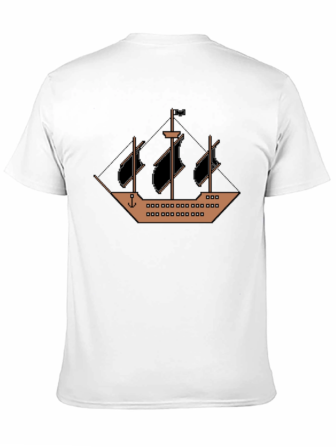 Black Pixel Pirate Ship Black T-Shirt view 11