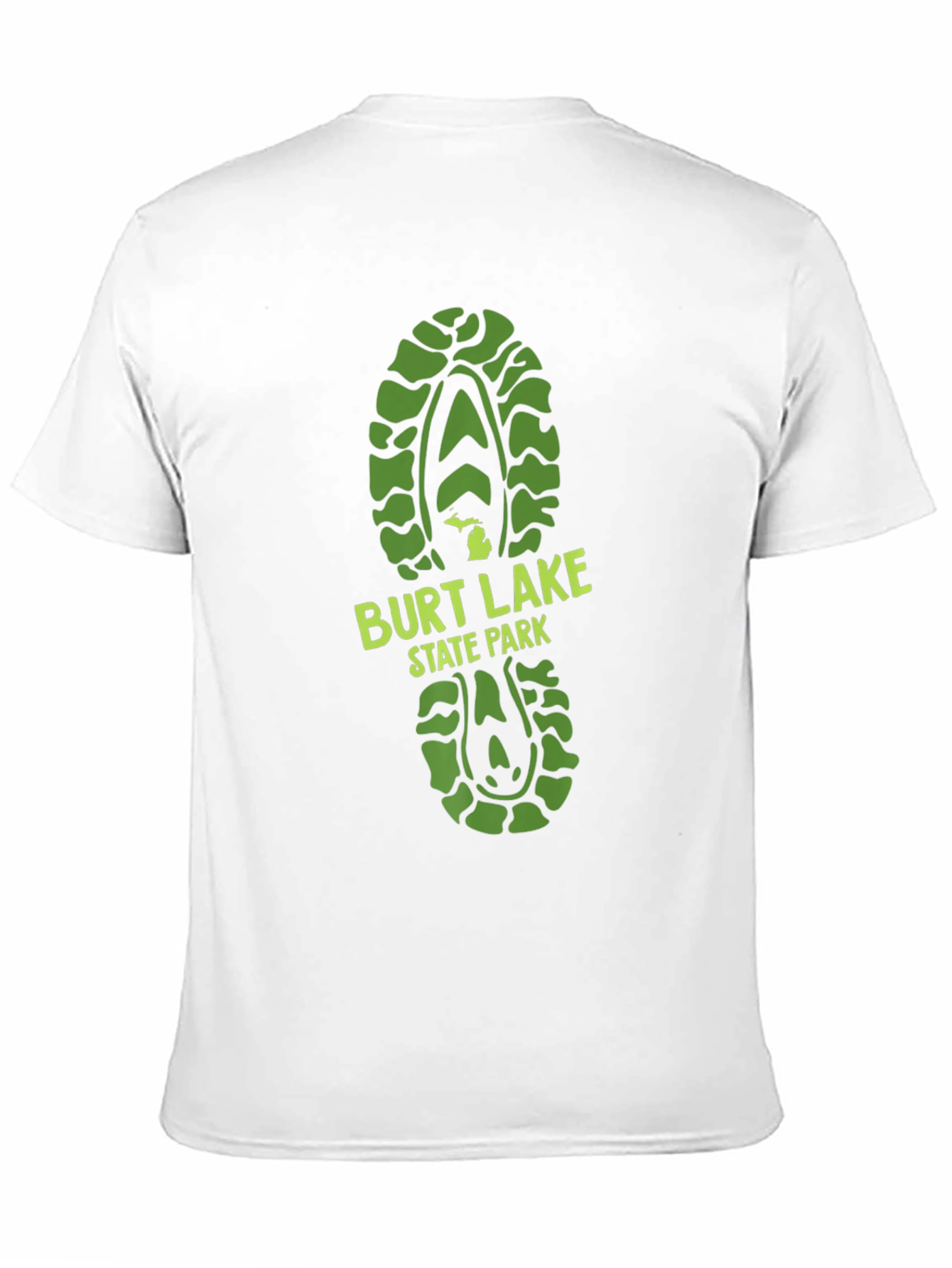 Black Burt Lake State Park Green Footprint T-Shirt view 11