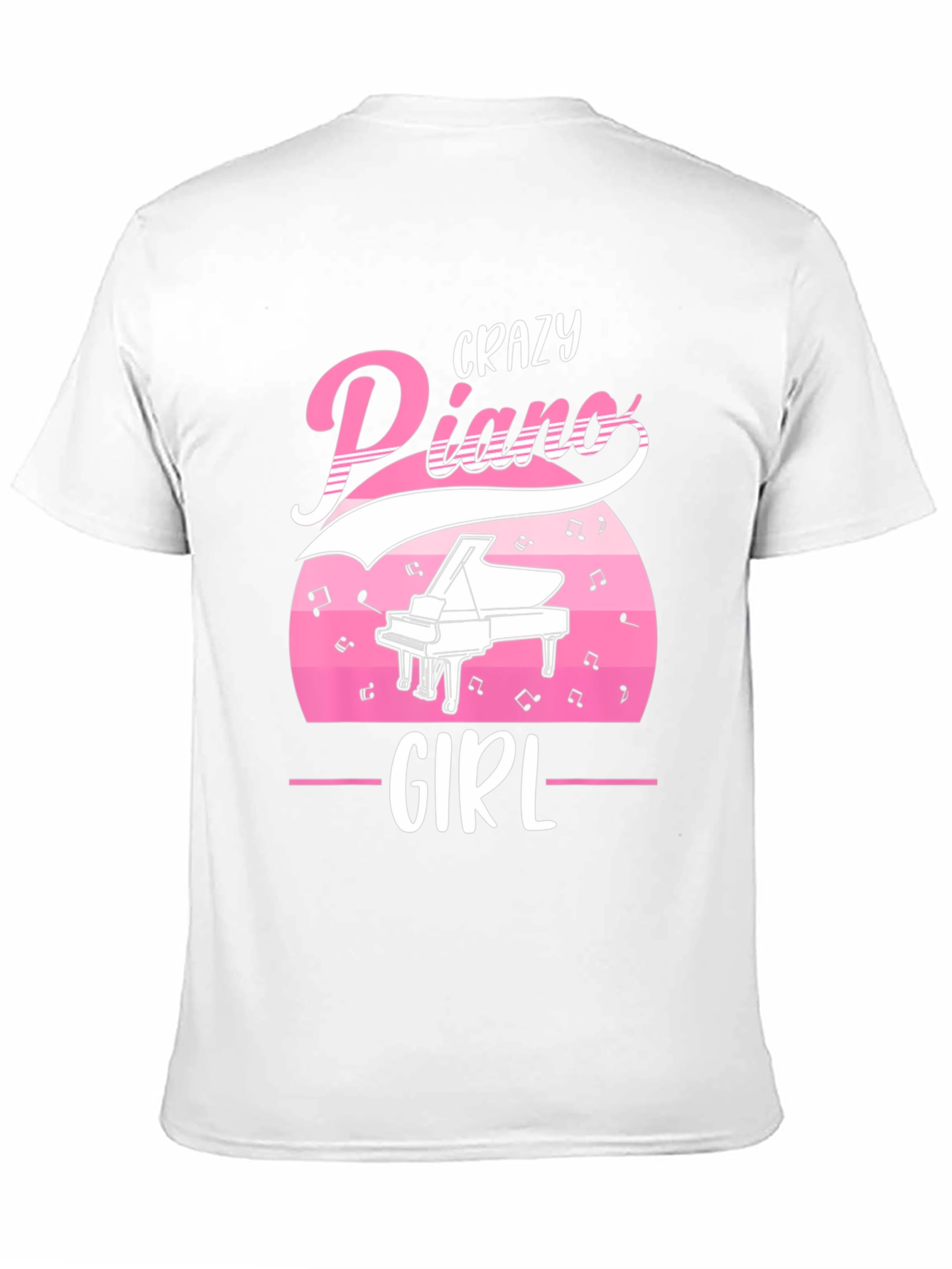 Black Crazy Piano Girl T-Shirt - Music Lover Tee view 11