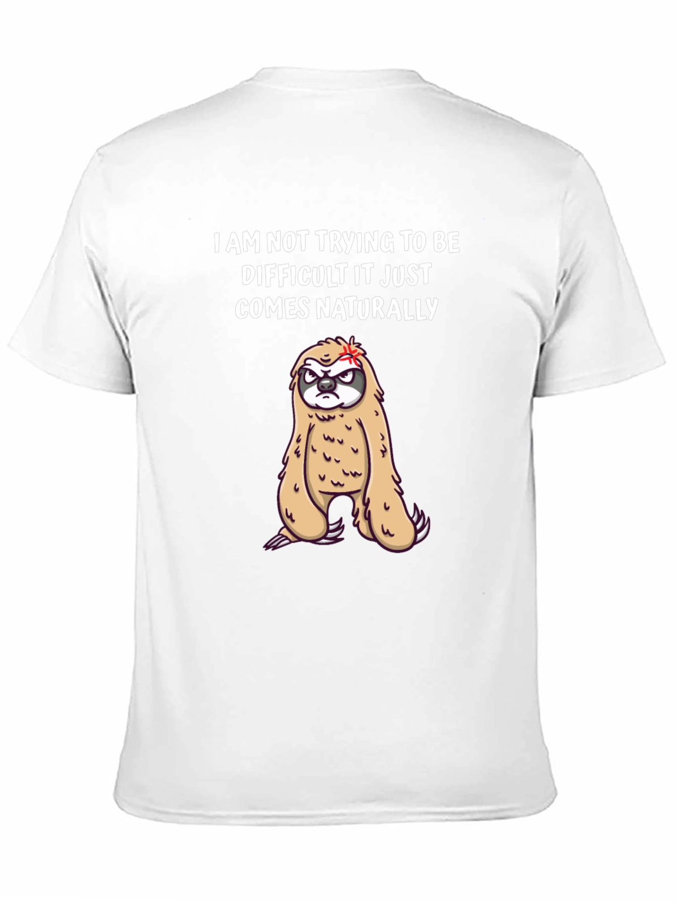 Black Funny Sloth Graphic Tee - 'Naturally Difficult' Humor T-Shirt view 11