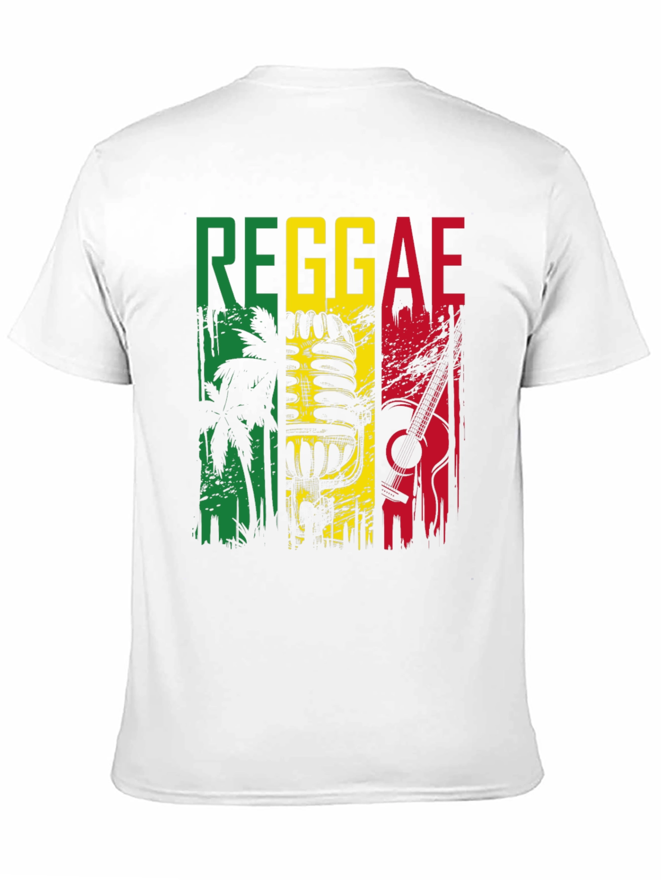 Black Reggae Music Graphic T-Shirt - Rasta Colors Design view 11