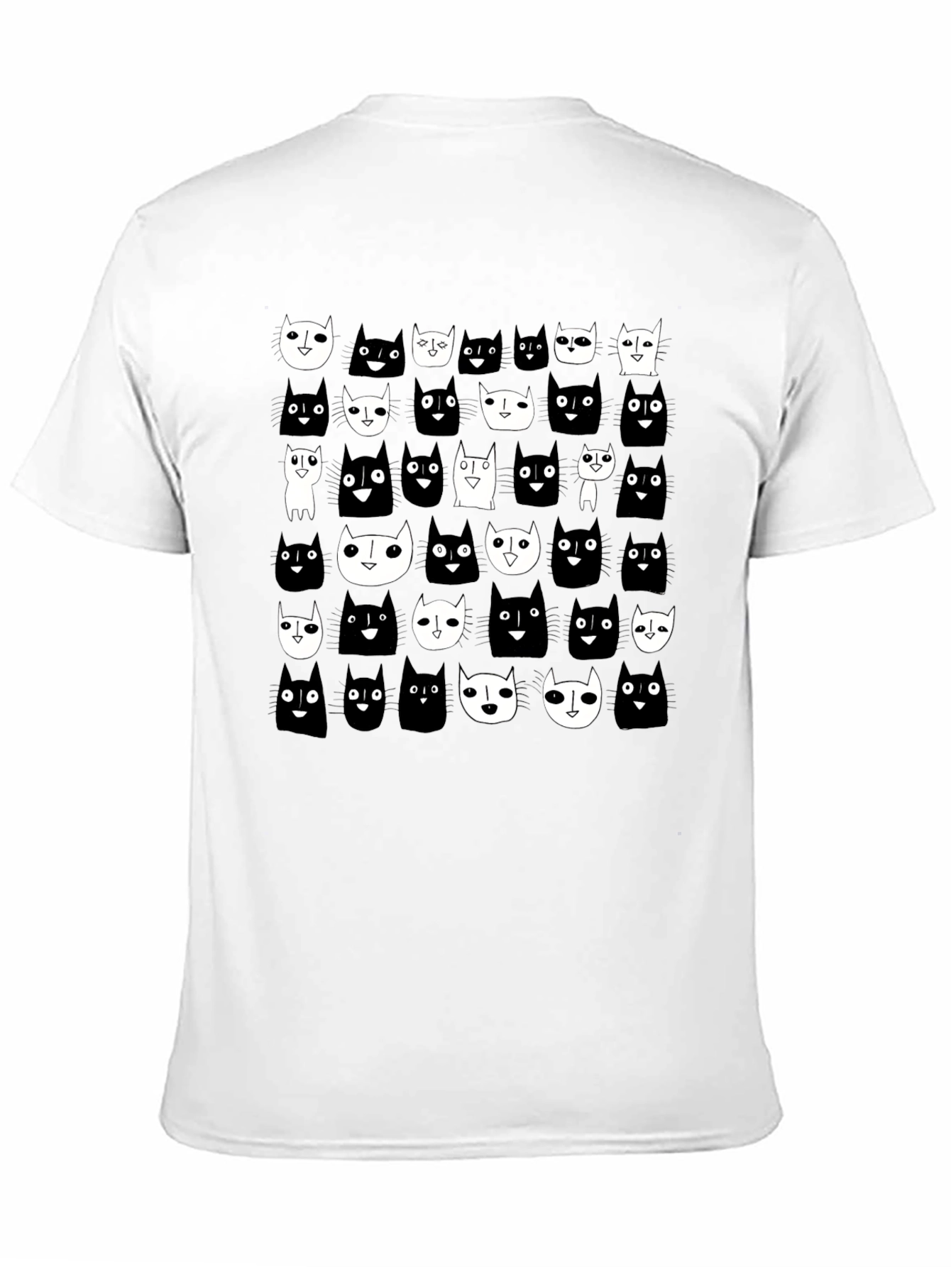 Black Black Cat Pattern T-Shirt view 11