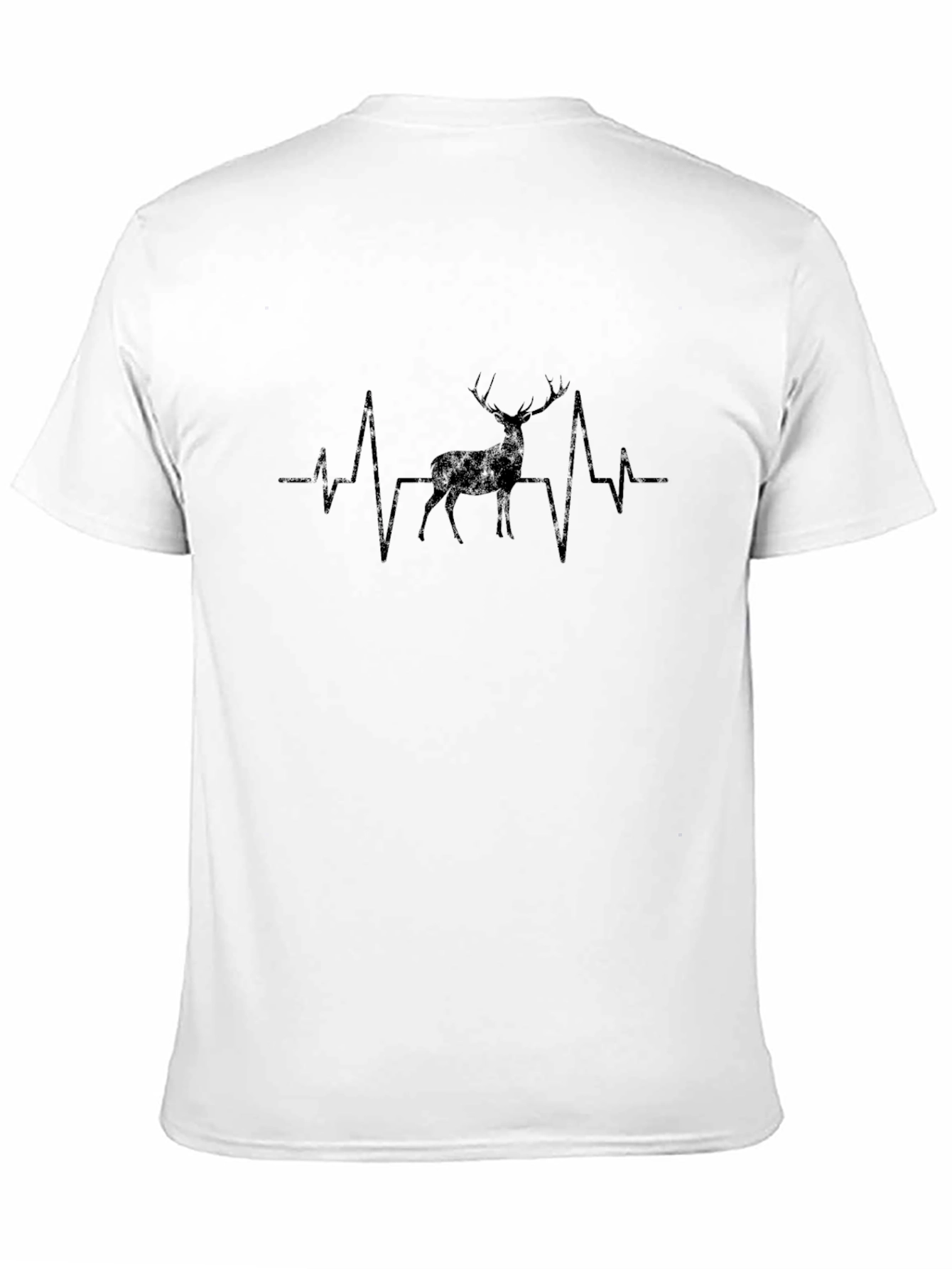 Black Deer Heartbeat Graphic Tee - Black Cotton T-Shirt view 11