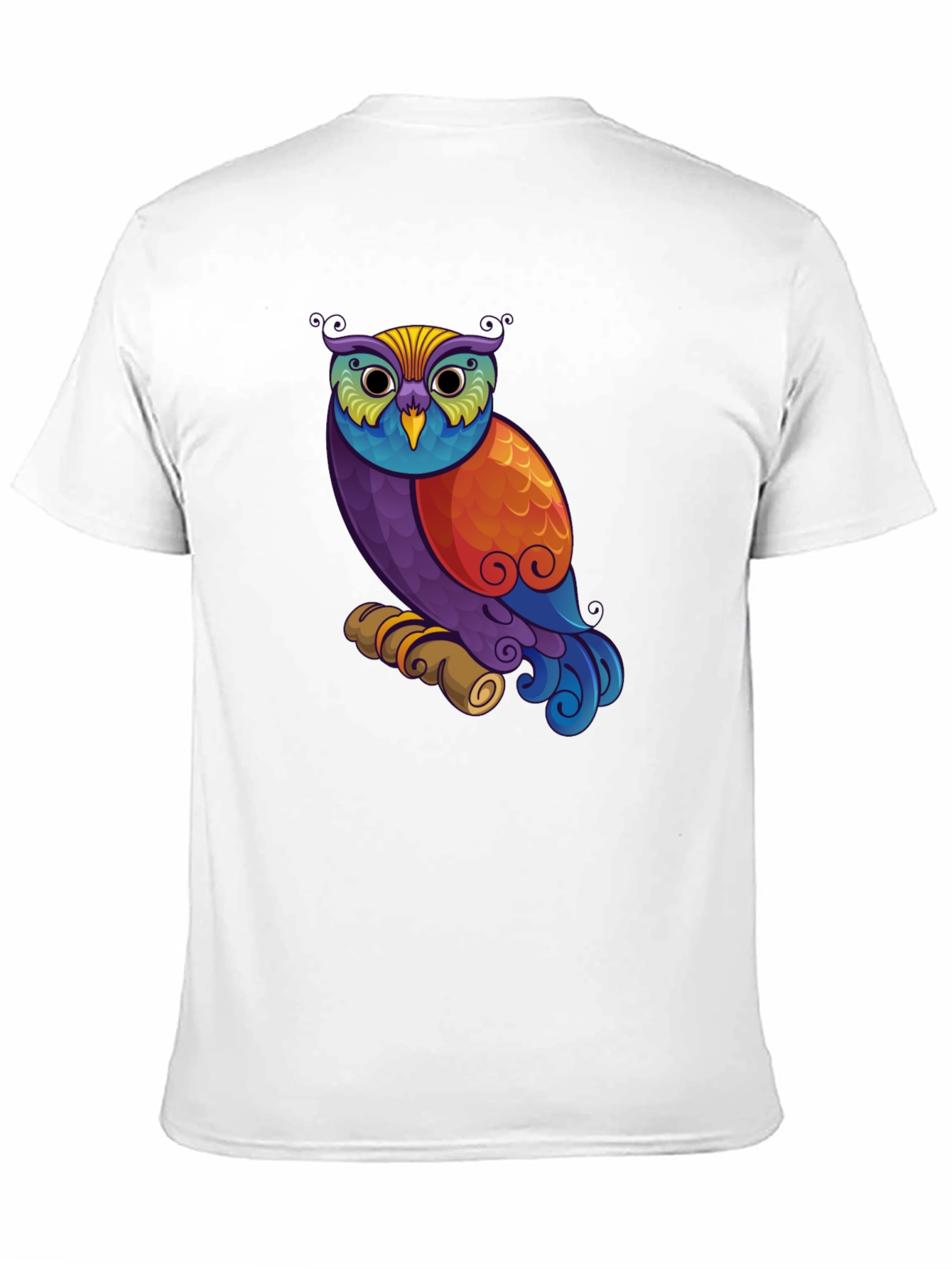 Black Colorful Owl Graphic Print Black T-Shirt view 11