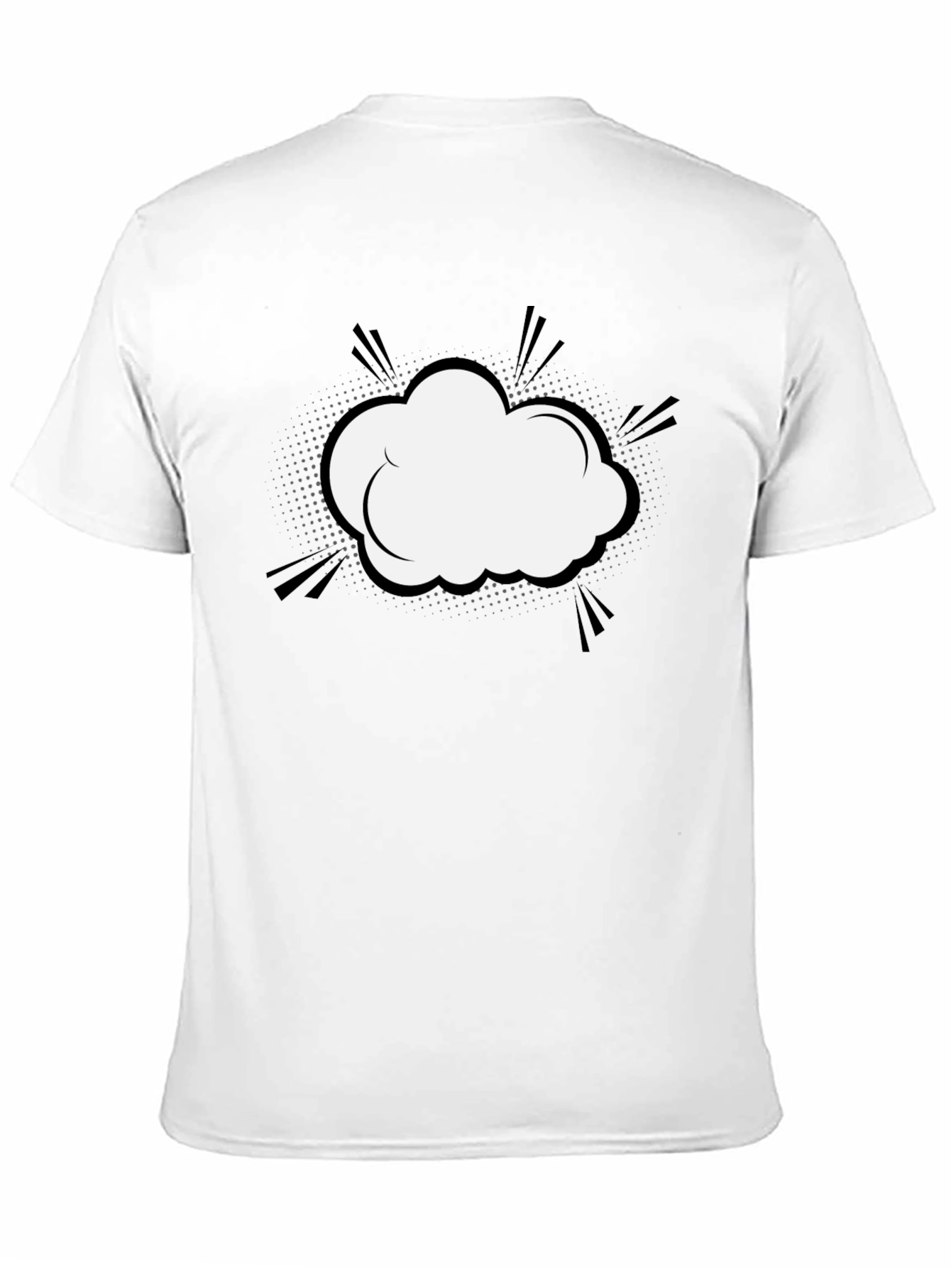 Black Men's Black T-Shirt with Comic Cloud Graphic view 11