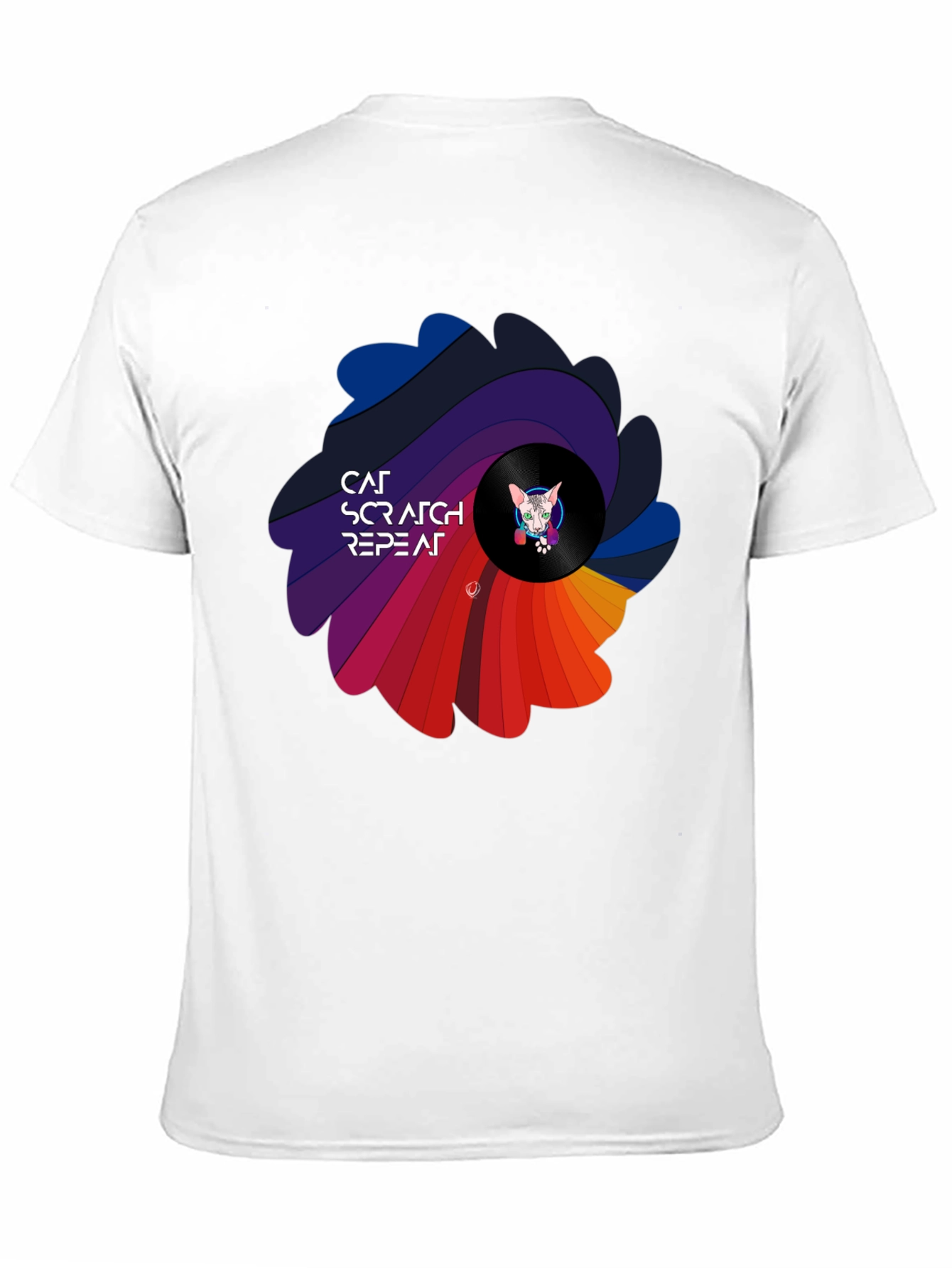 Black Cat Scratch Repeat Black T-Shirt view 11