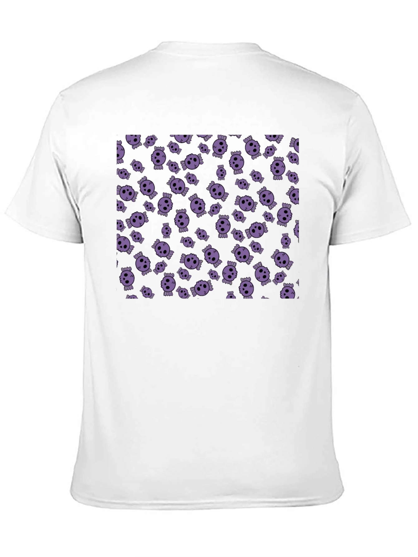 Black Skull Pattern T-Shirt - Black Crew Neck Tee view 11