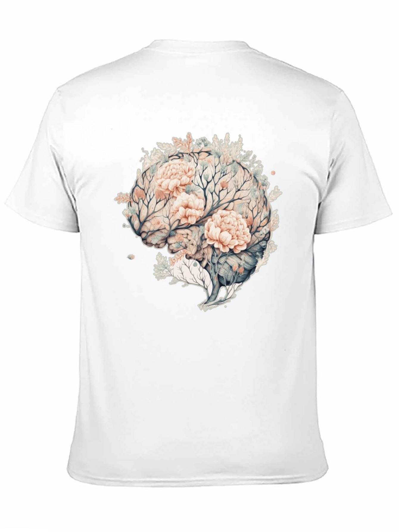 Black Floral Brain Graphic Tee - Unique Mens Black T-Shirt view 11