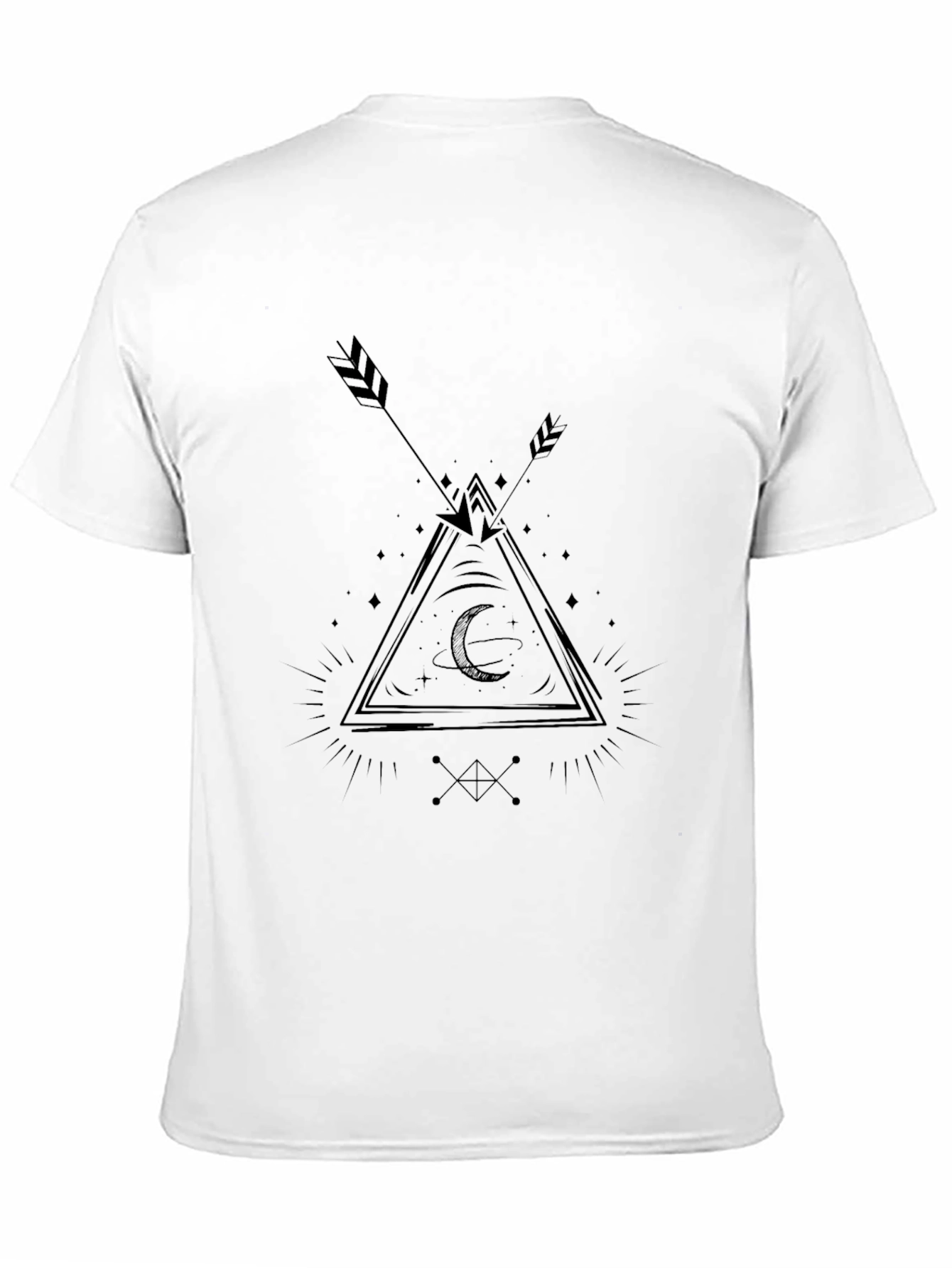 Black Black Graphic Tee: Arrow & Moon Design view 11