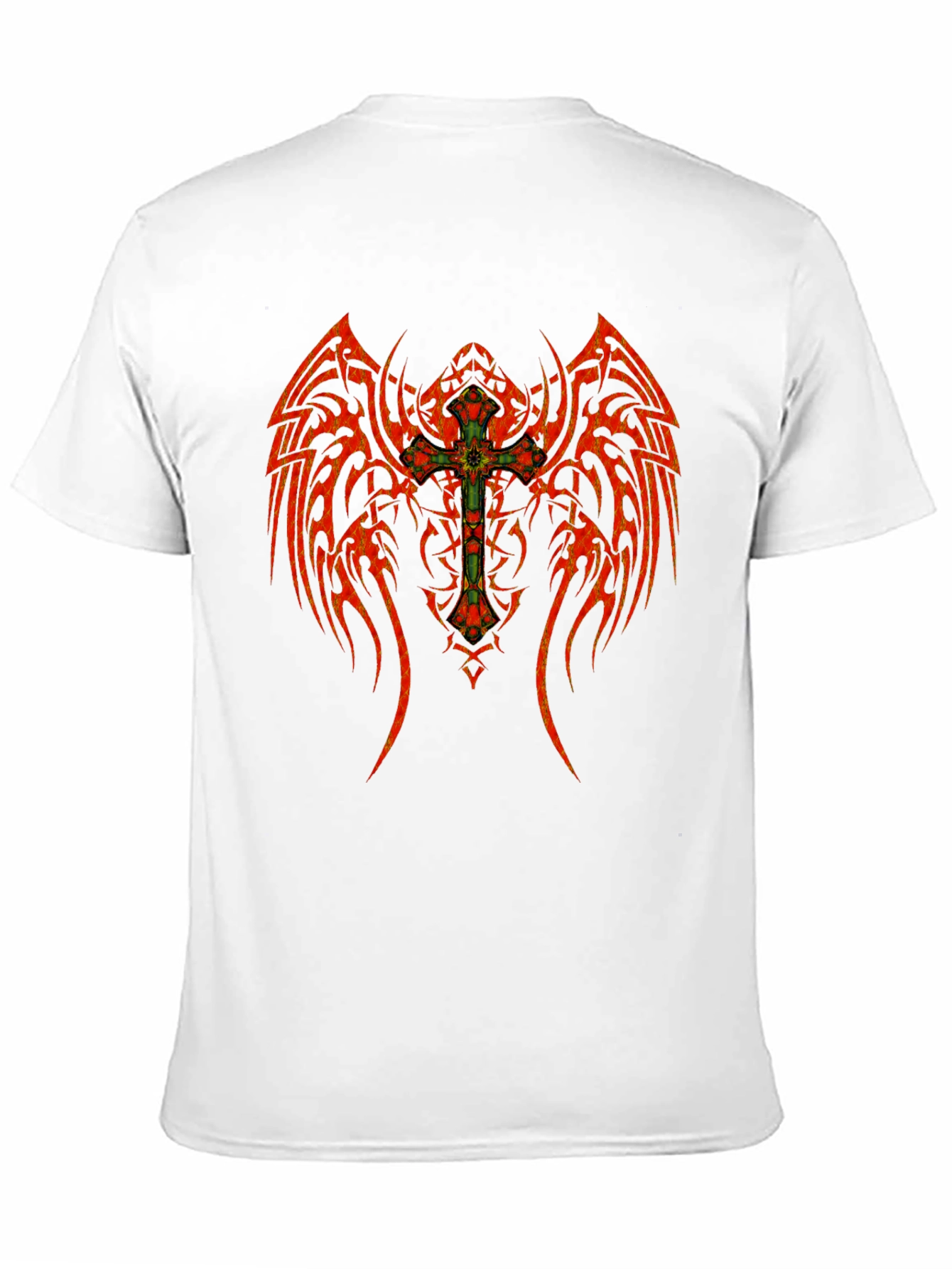 Black Tribal Winged Cross Graphic T-Shirt view 11