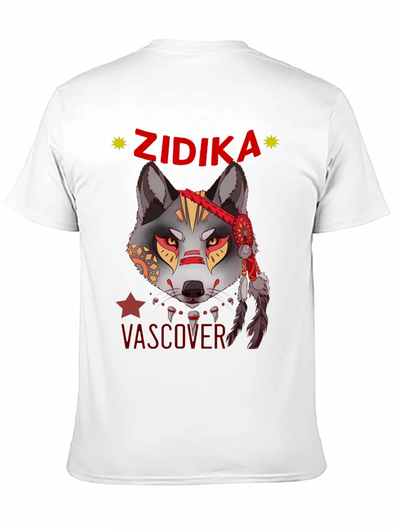 Black Wolf Graphic Print T-Shirt - Zidika Vascover Design view 11
