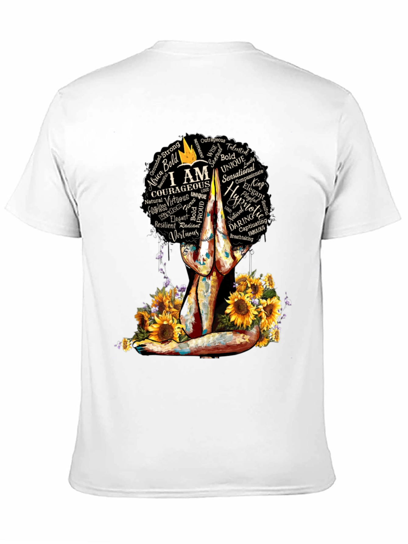 Black Empowered Woman T-Shirt Sunflower Yoga Afro Tee view 11