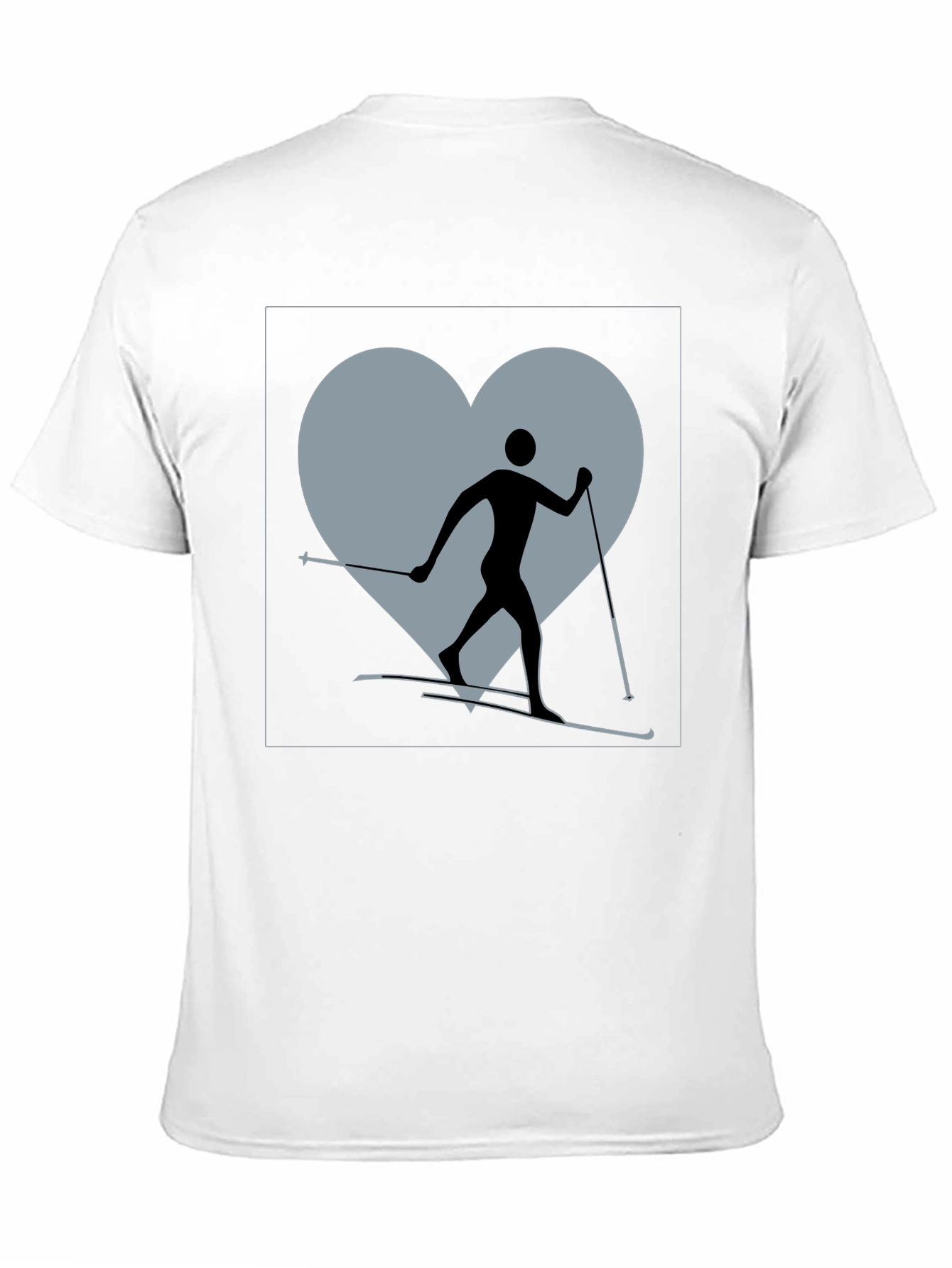 Black Cross Country Skiing Heart T-Shirt view 11