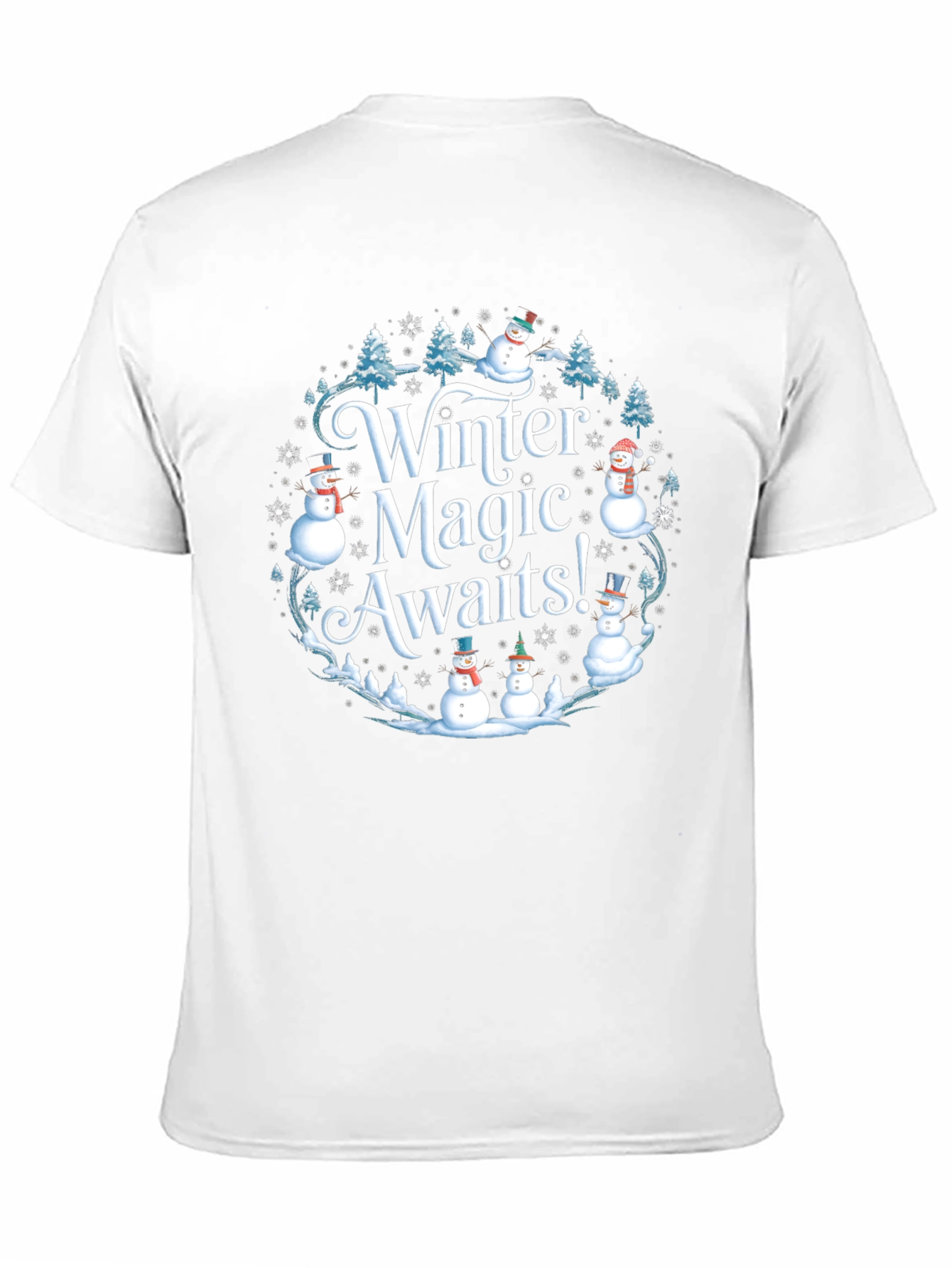 Black Winter Magic Snowman Holiday T-Shirt view 11