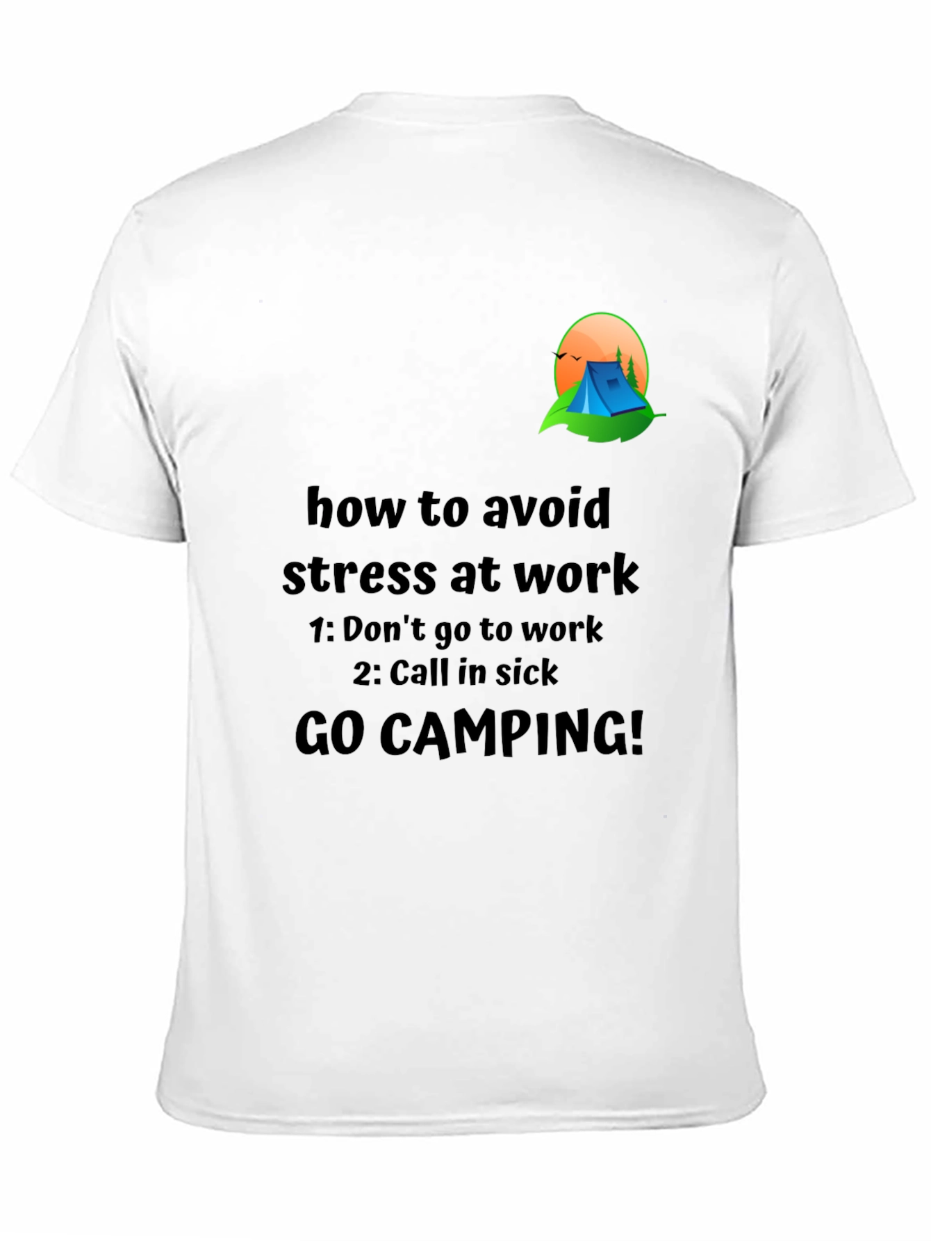 Black Avoid Stress T-Shirt: Camping Graphic Tee view 11