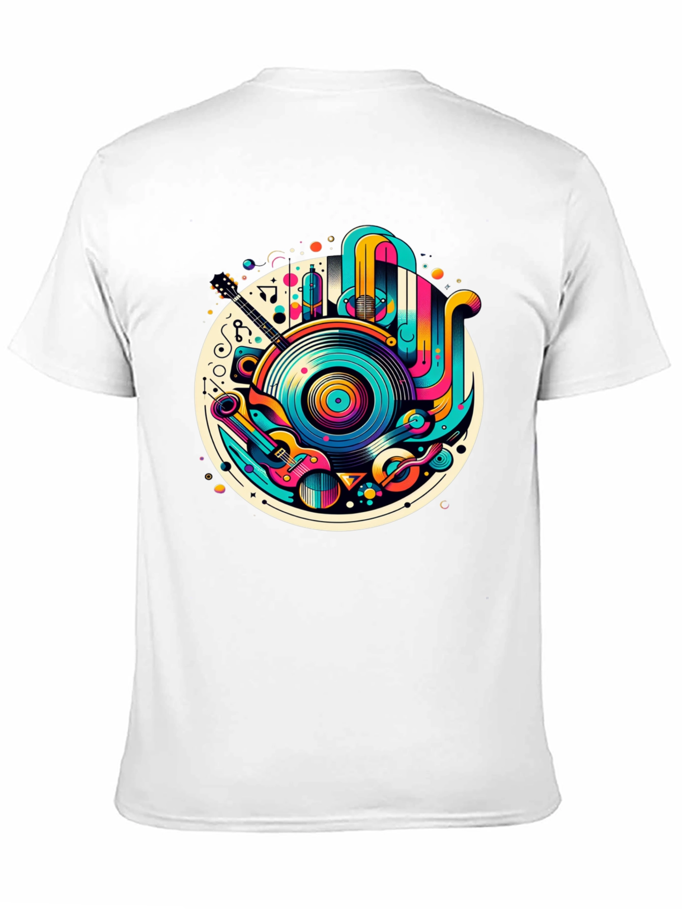 Black Retro Music Graphic T-Shirt - Colorful Vinyl Record Tee view 11