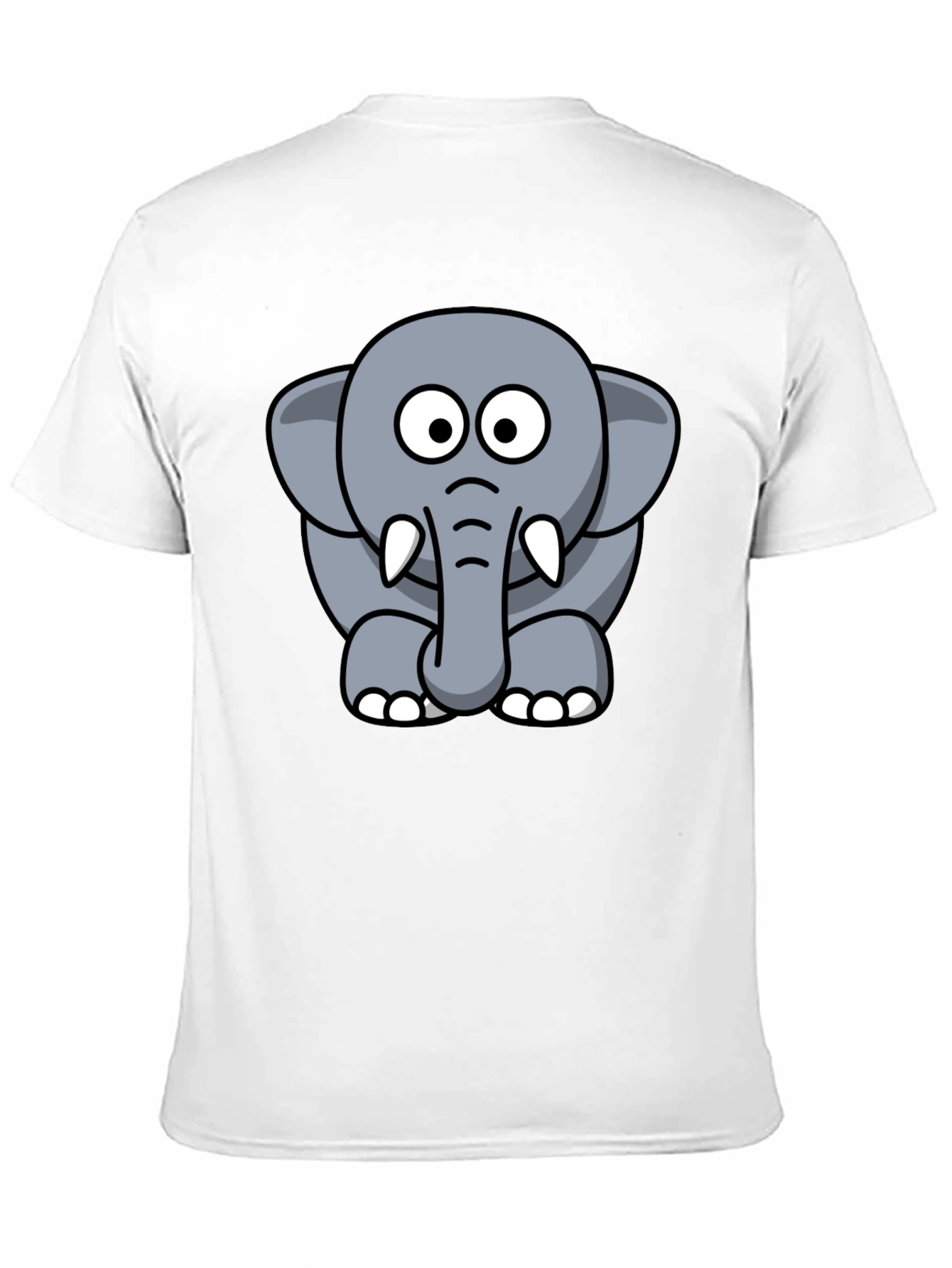 Black Cartoon Elephant Graphic Tee - Black Cotton T-Shirt view 11