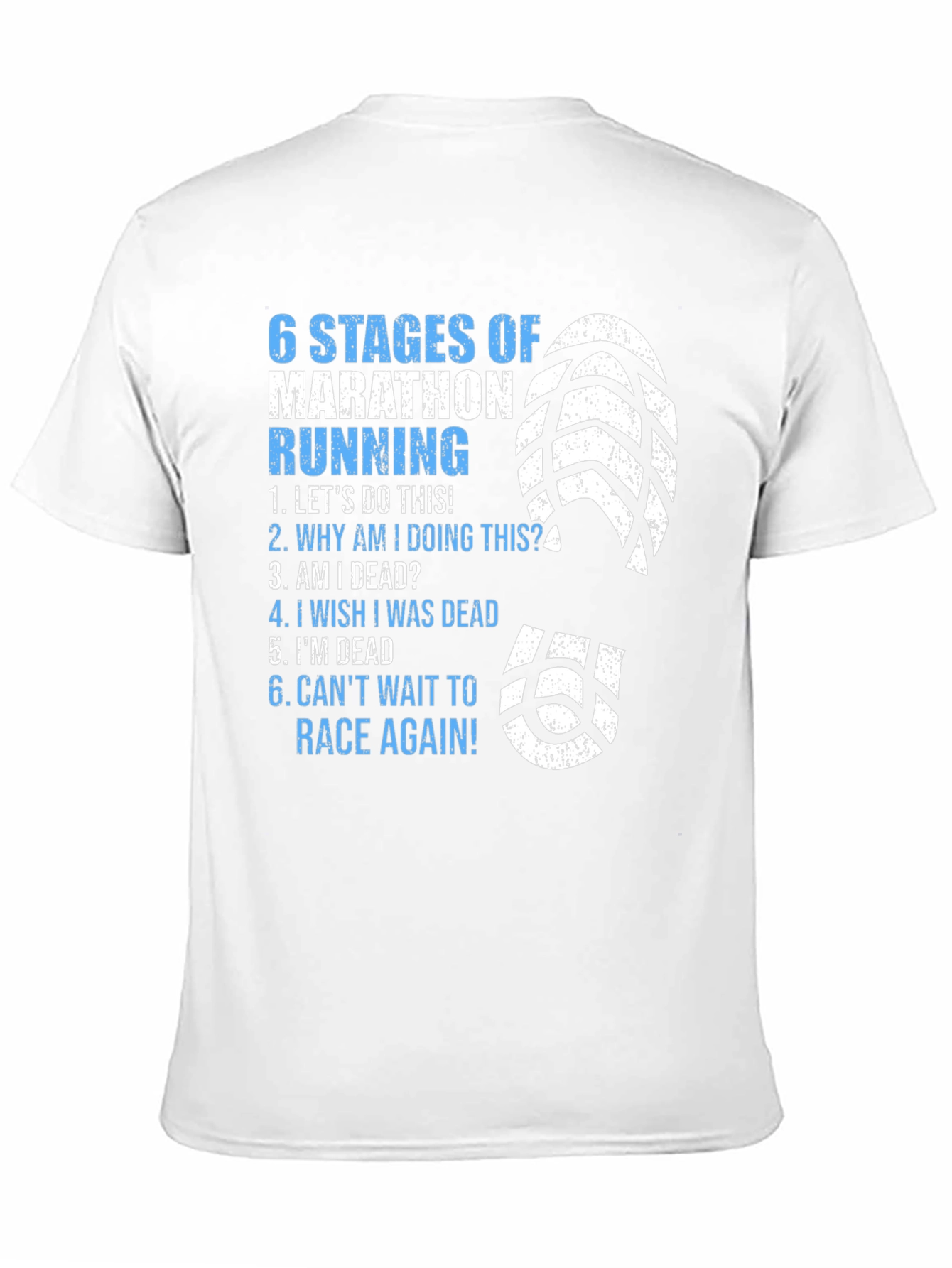 Black 6 Stages of Marathon Running T-Shirt view 11