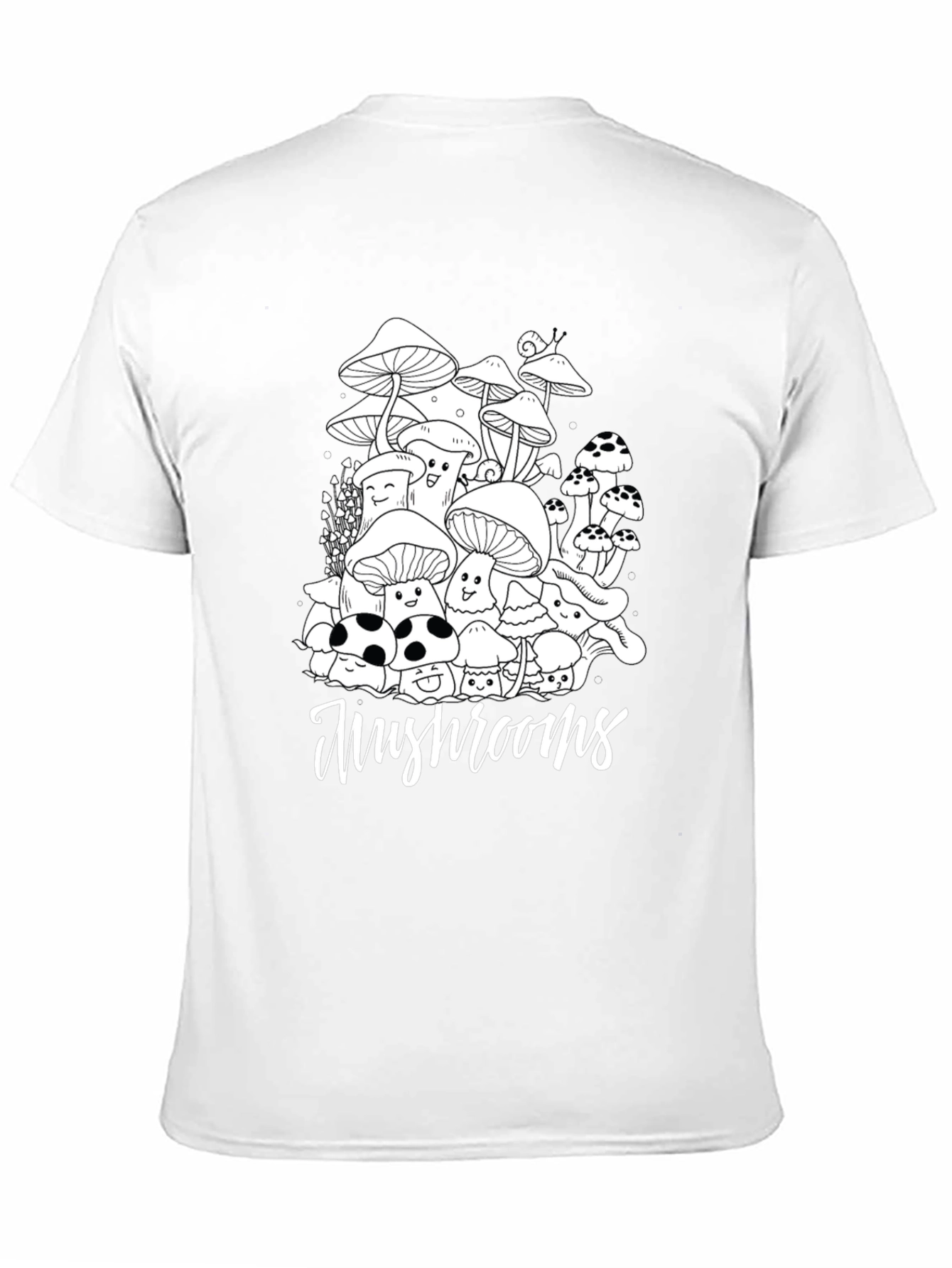 Black Mushroom Graphic Tee - Black Cotton Casual T-Shirt view 11