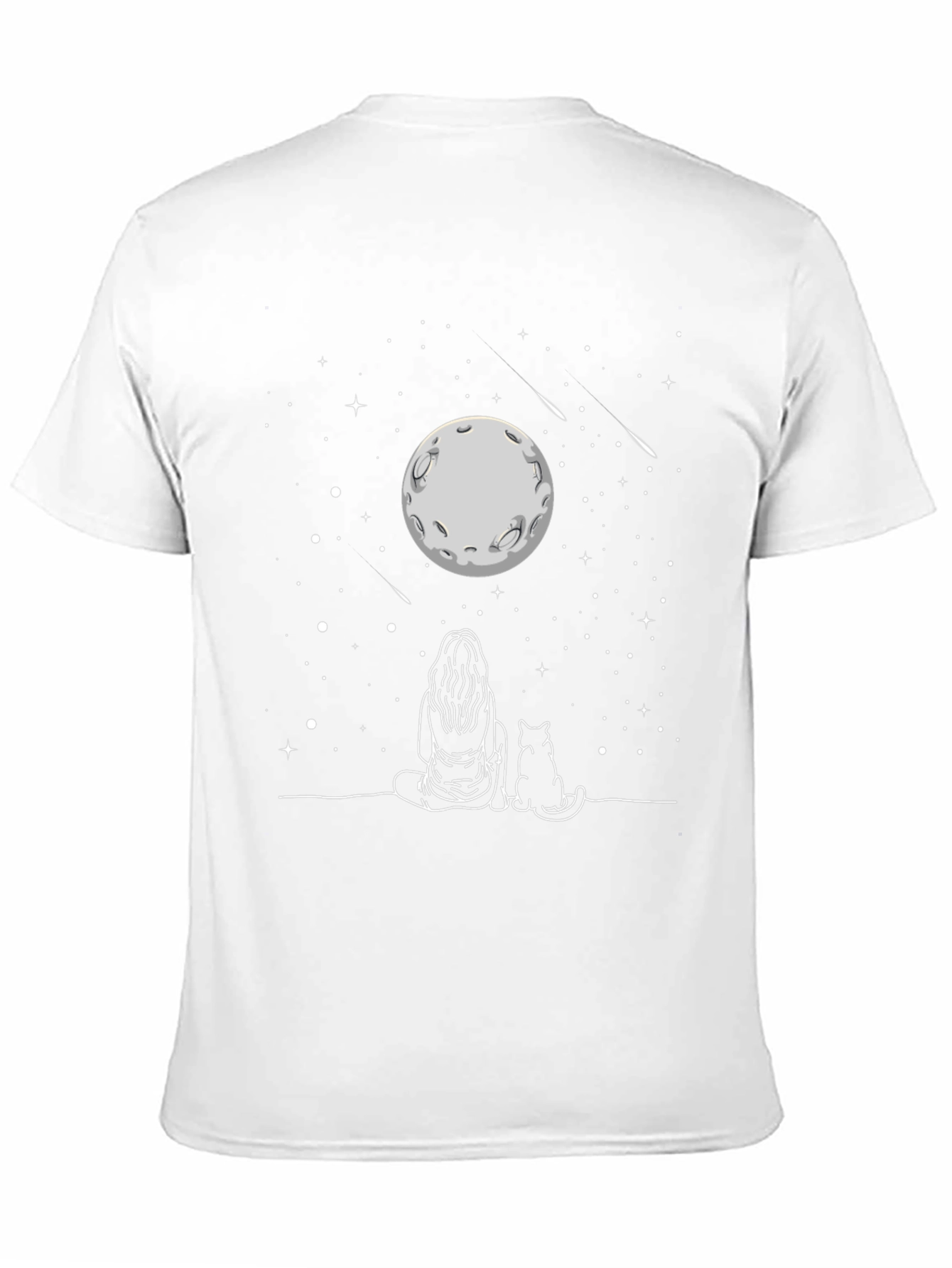 Black Moon Gazing Cat T-Shirt -  Unisex Tee view 11