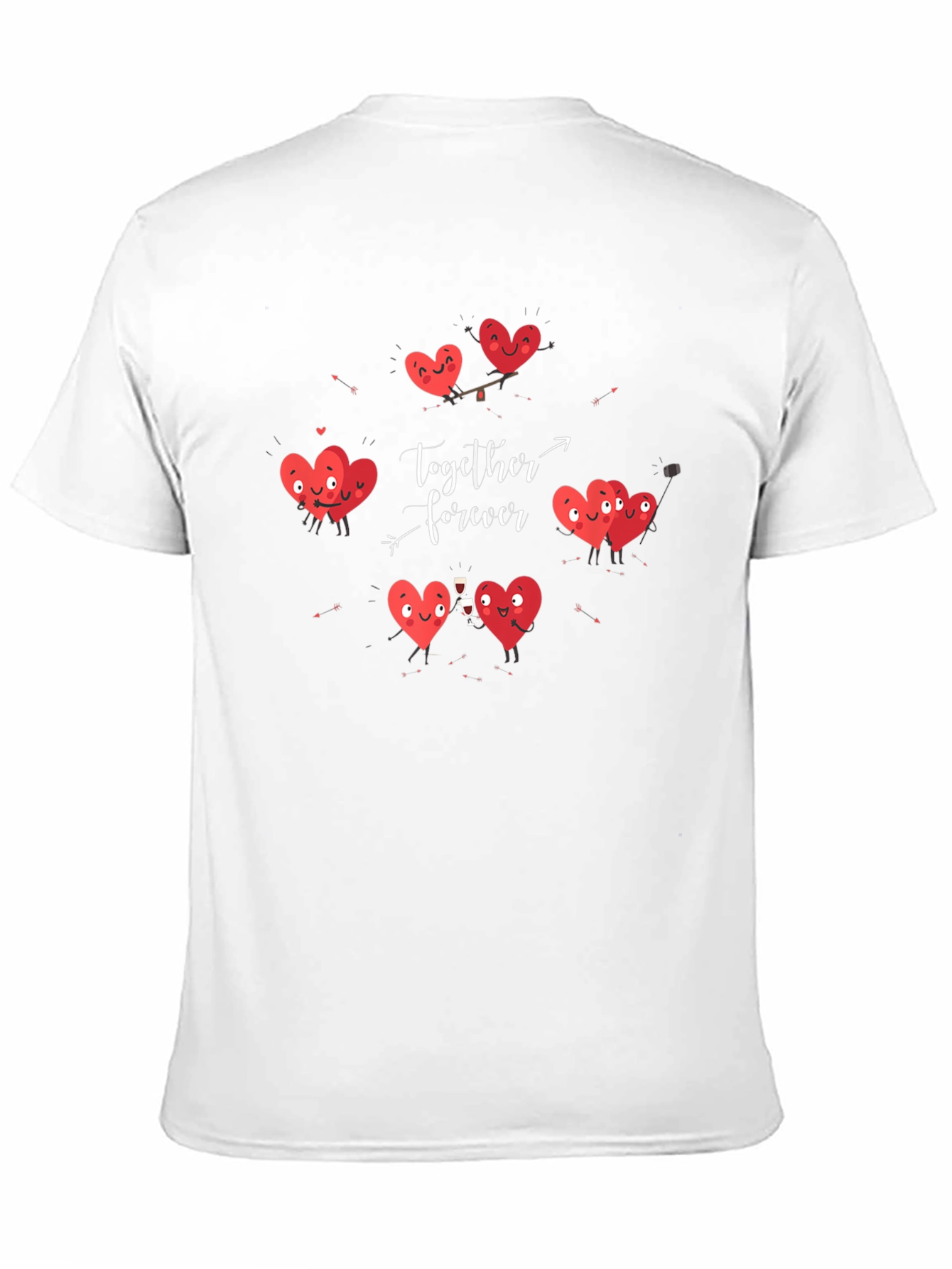 Black Hearts Together Forever Valentine's Day T-Shirt view 11