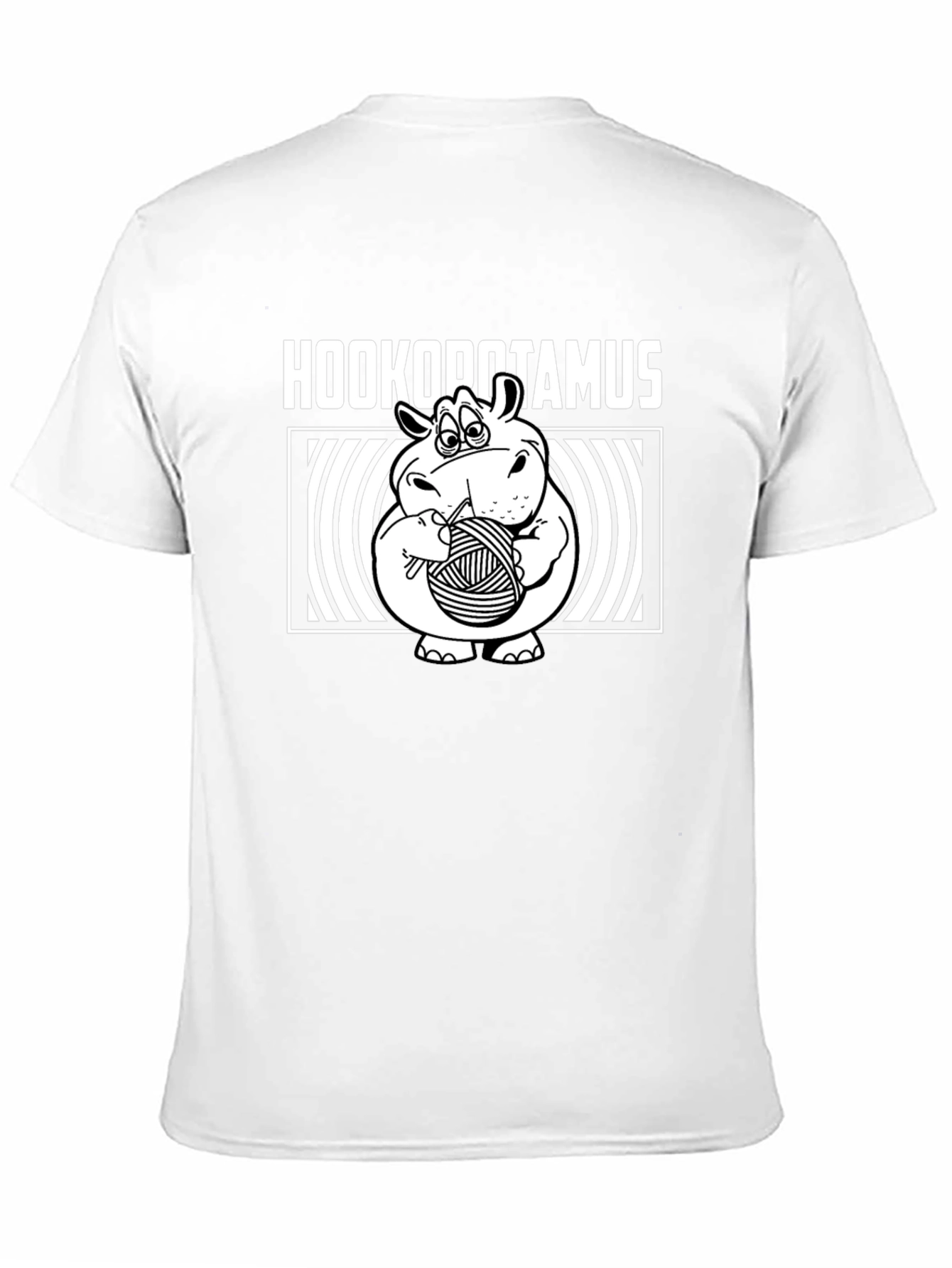 Black Hookopotamus T-Shirt: Funny Crochet Hippo Tee view 11