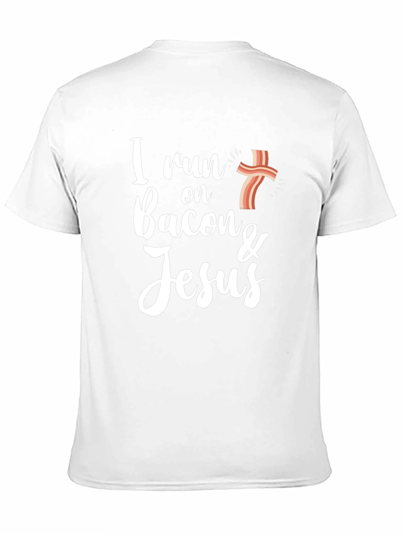 Black I Run on Bacon & Jesus Black Graphic T-Shirt view 11