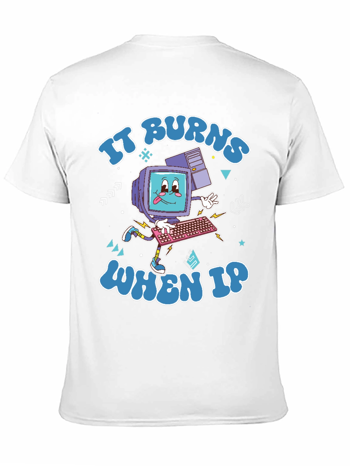 Black It Burns When IP Retro Computer Graphic Tee view 11