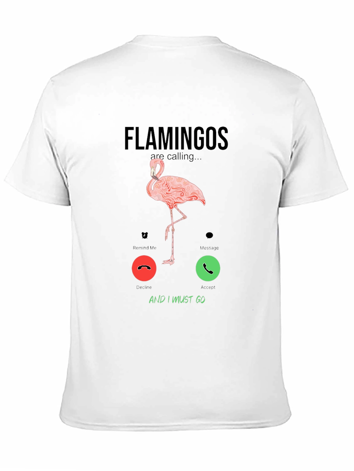 Black Flamingo Calling Graphic T-Shirt view 11