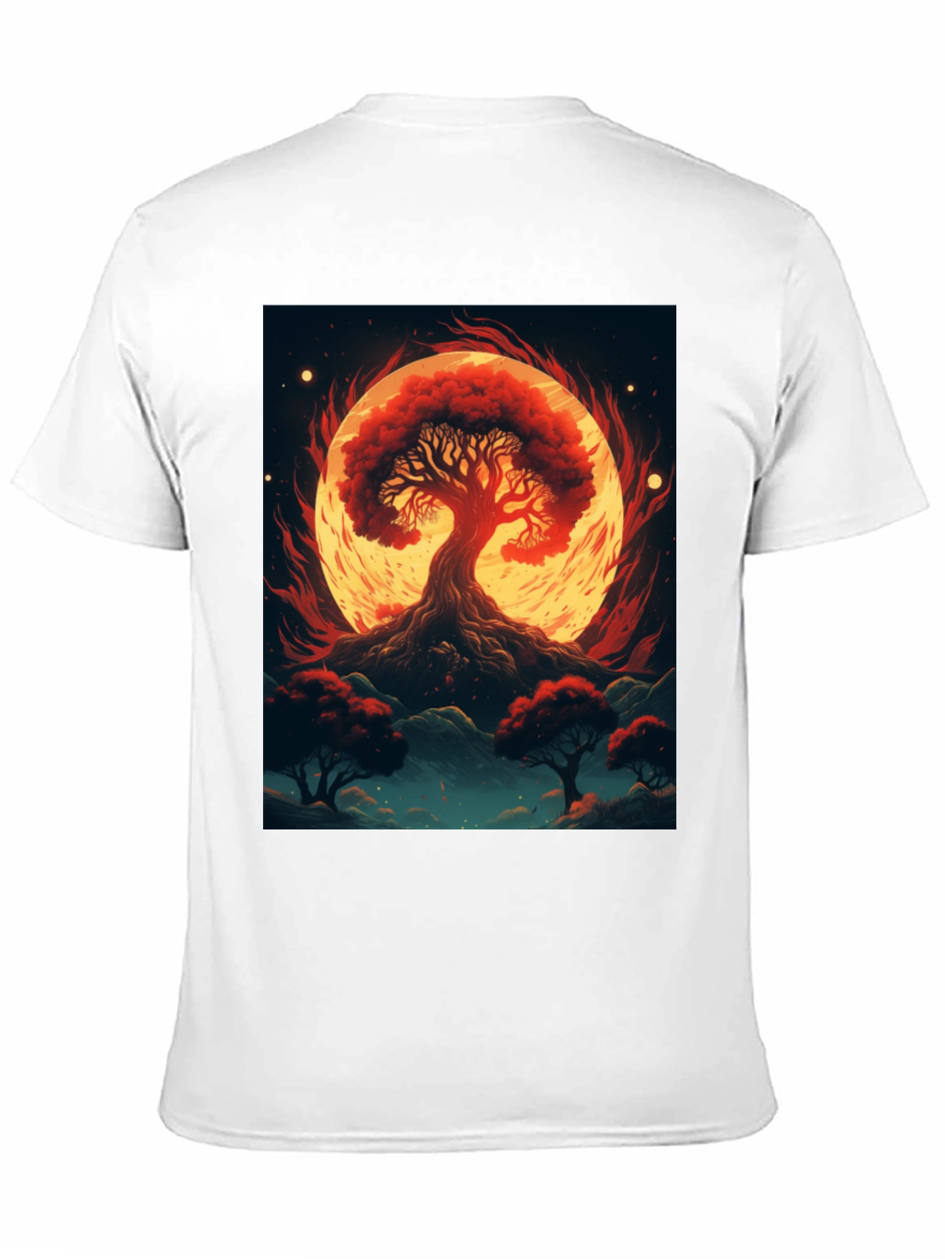 Black Red Tree Graphic Tee - Artistic Black T-Shirt view 11